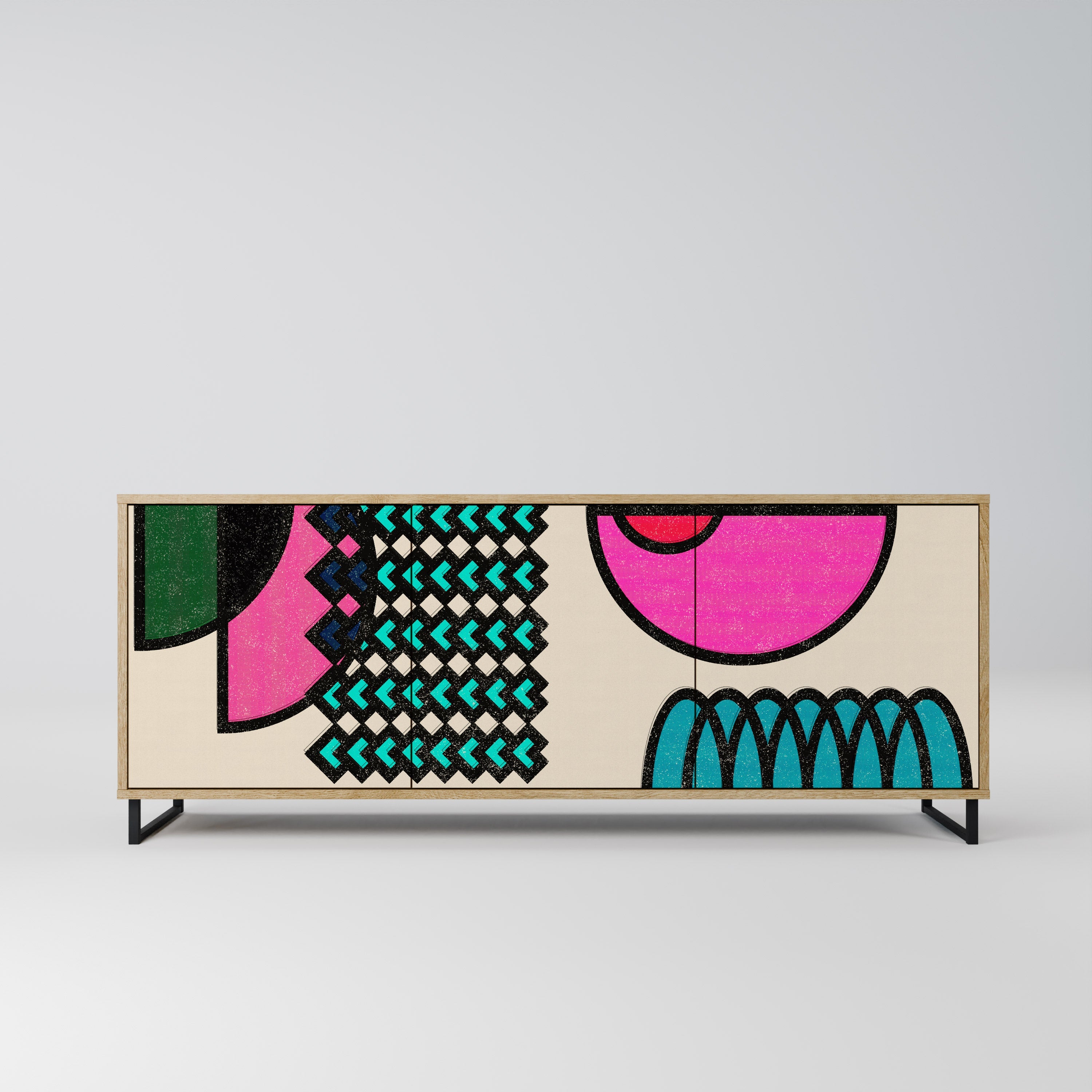 GEOMETRIC RHAPSODY 3-türiges Sideboard in Eichenoptik
