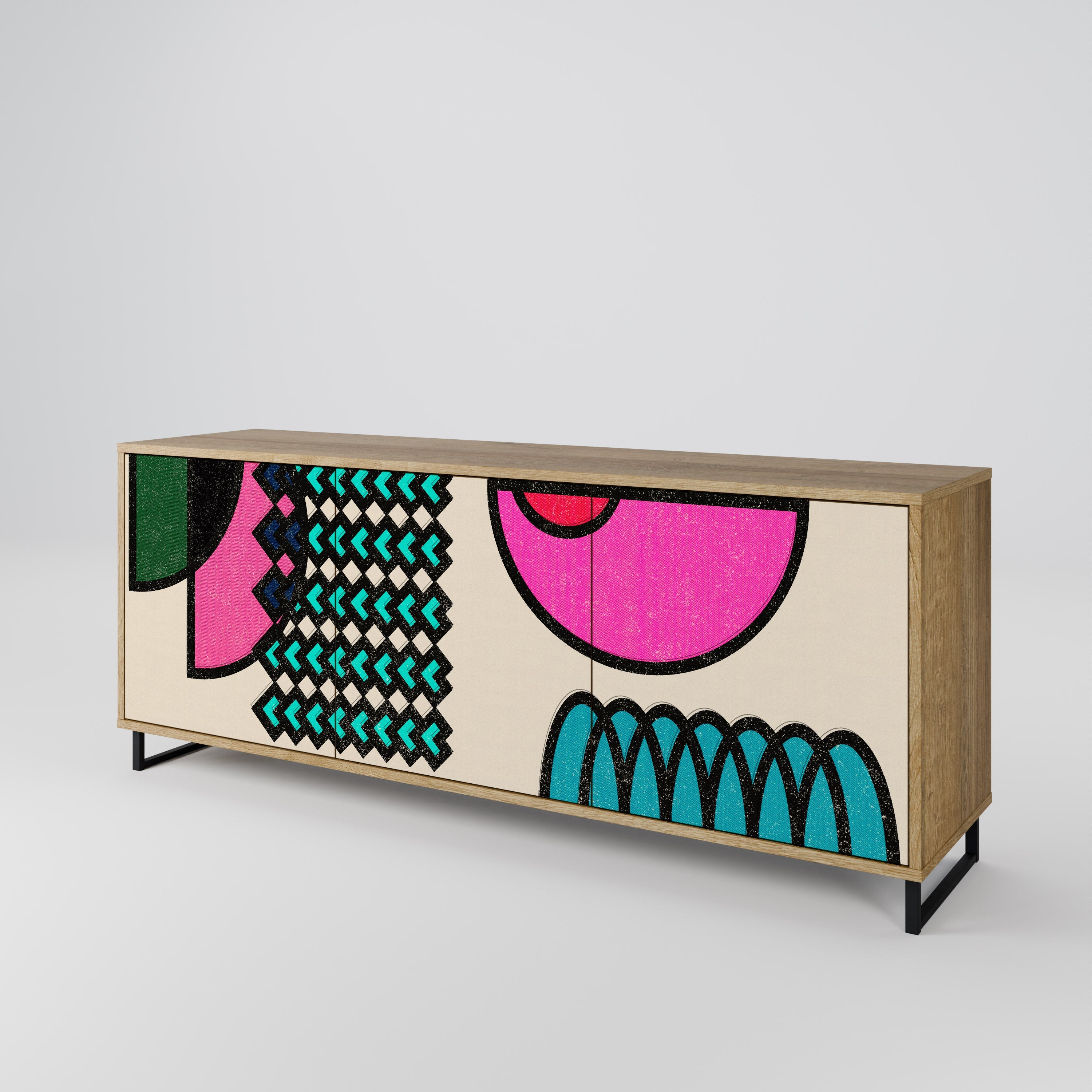 GEOMETRIC RHAPSODY 3-türiges Sideboard in Eichenoptik