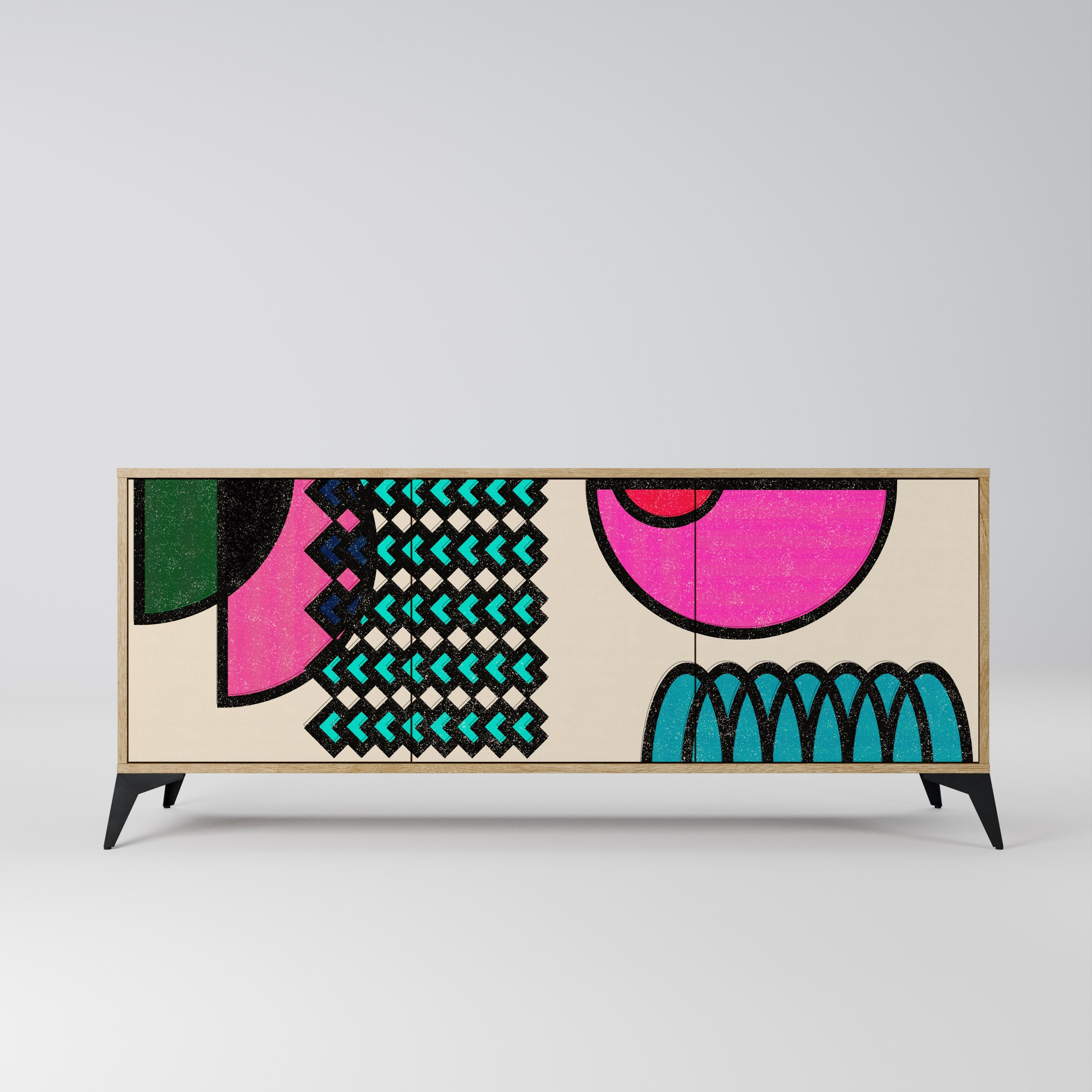 GEOMETRIC RHAPSODY 3-türiges Sideboard in Eichenoptik