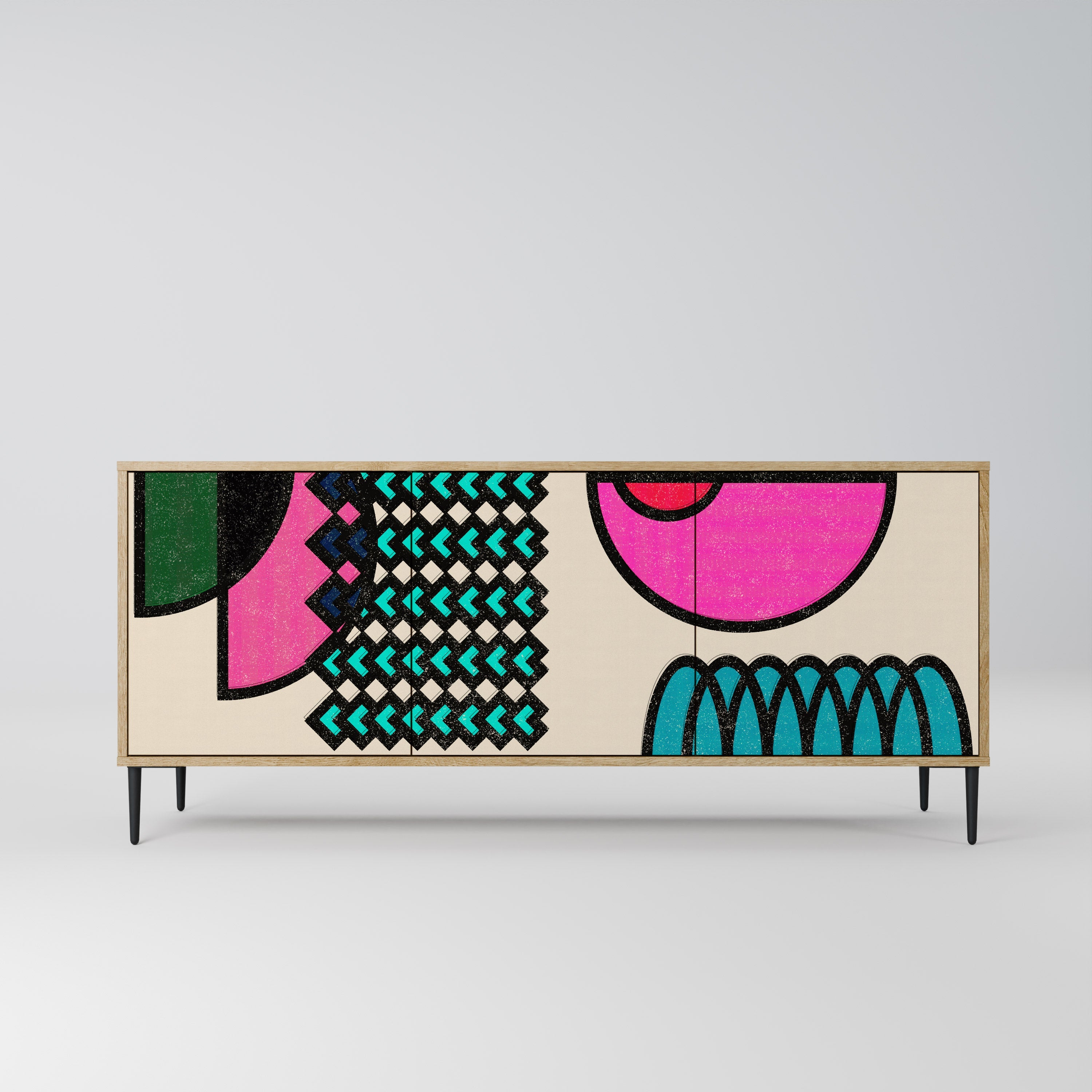 GEOMETRIC RHAPSODY 3-türiges Sideboard in Eichenoptik