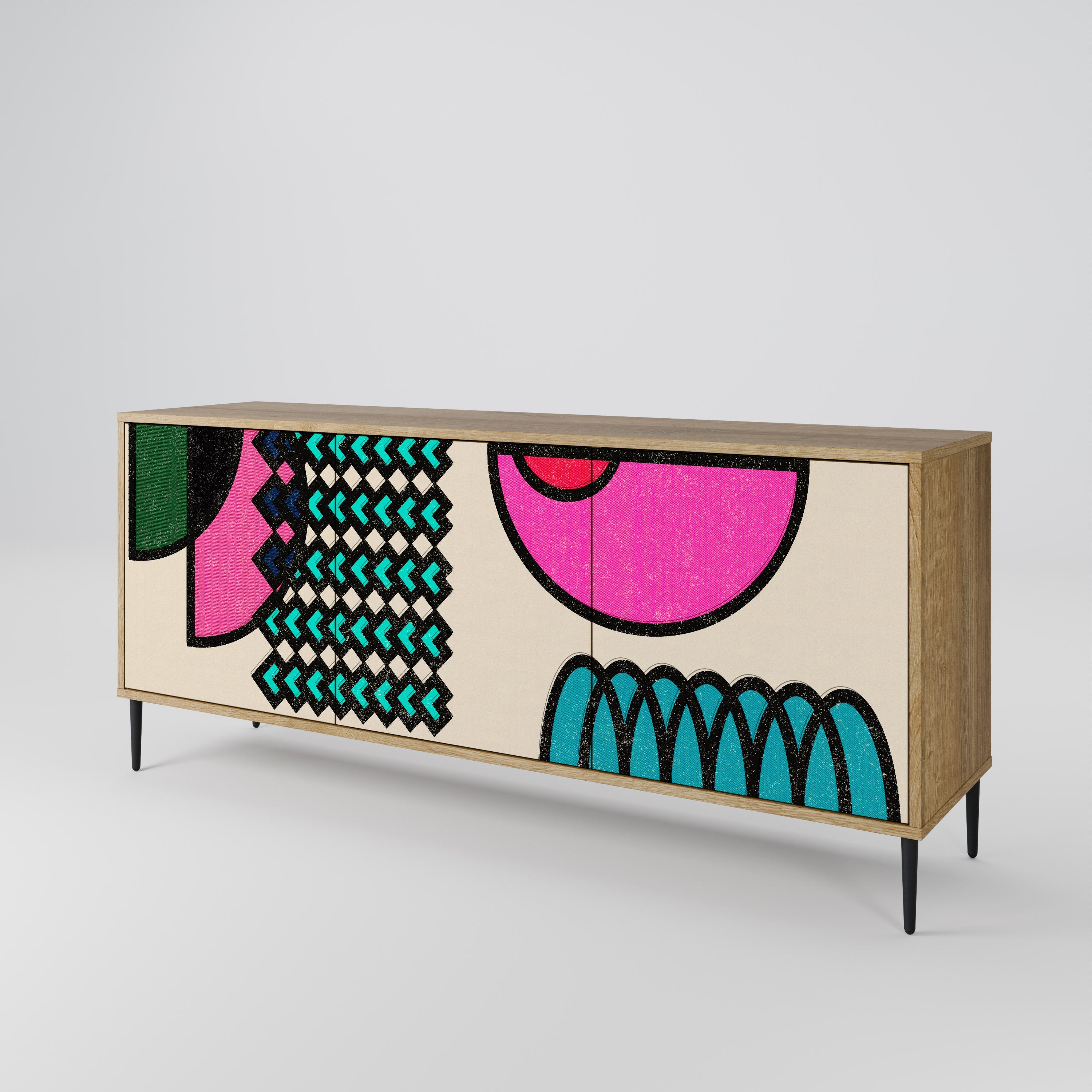 GEOMETRIC RHAPSODY 3-türiges Sideboard in Eichenoptik