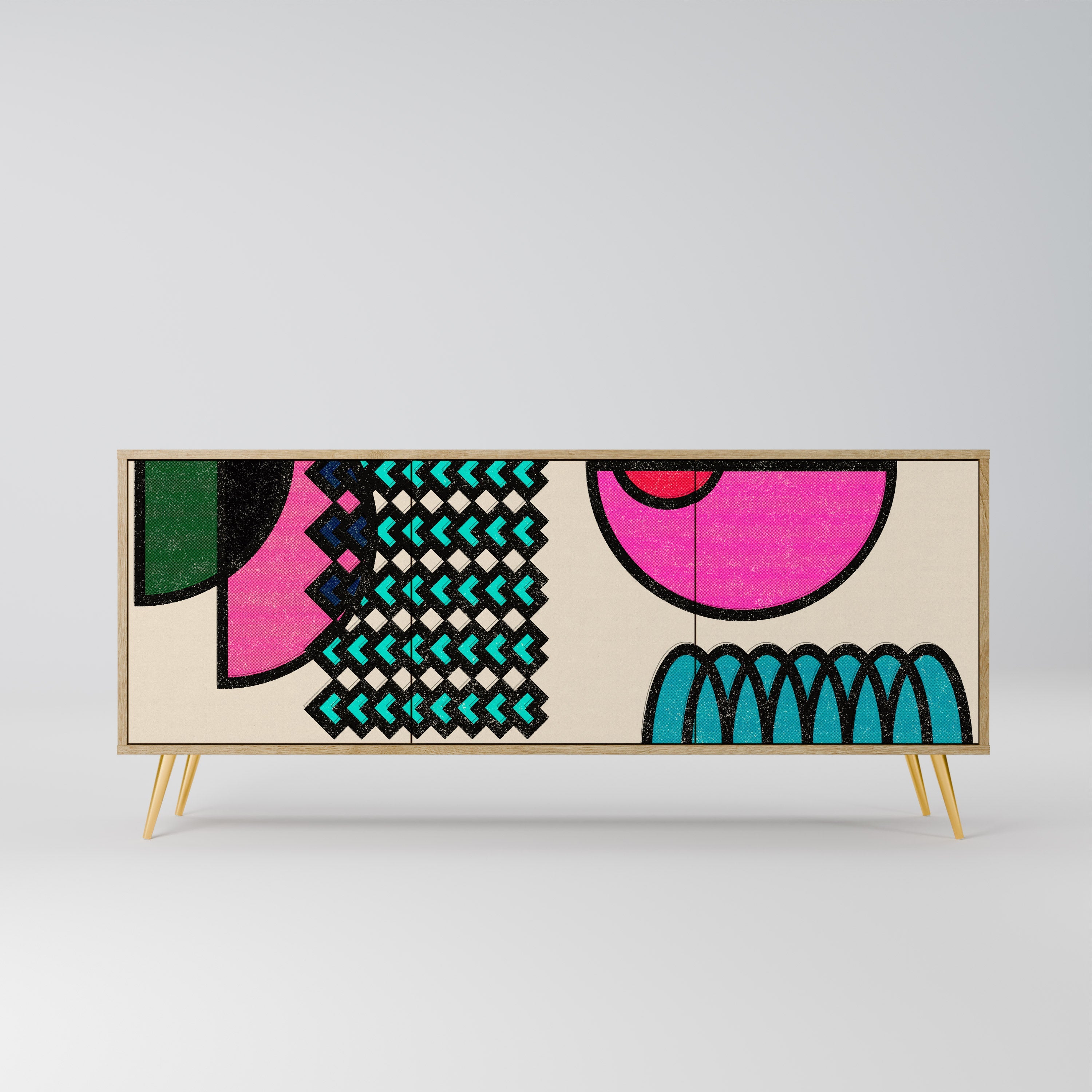GEOMETRIC RHAPSODY 3-türiges Sideboard in Eichenoptik