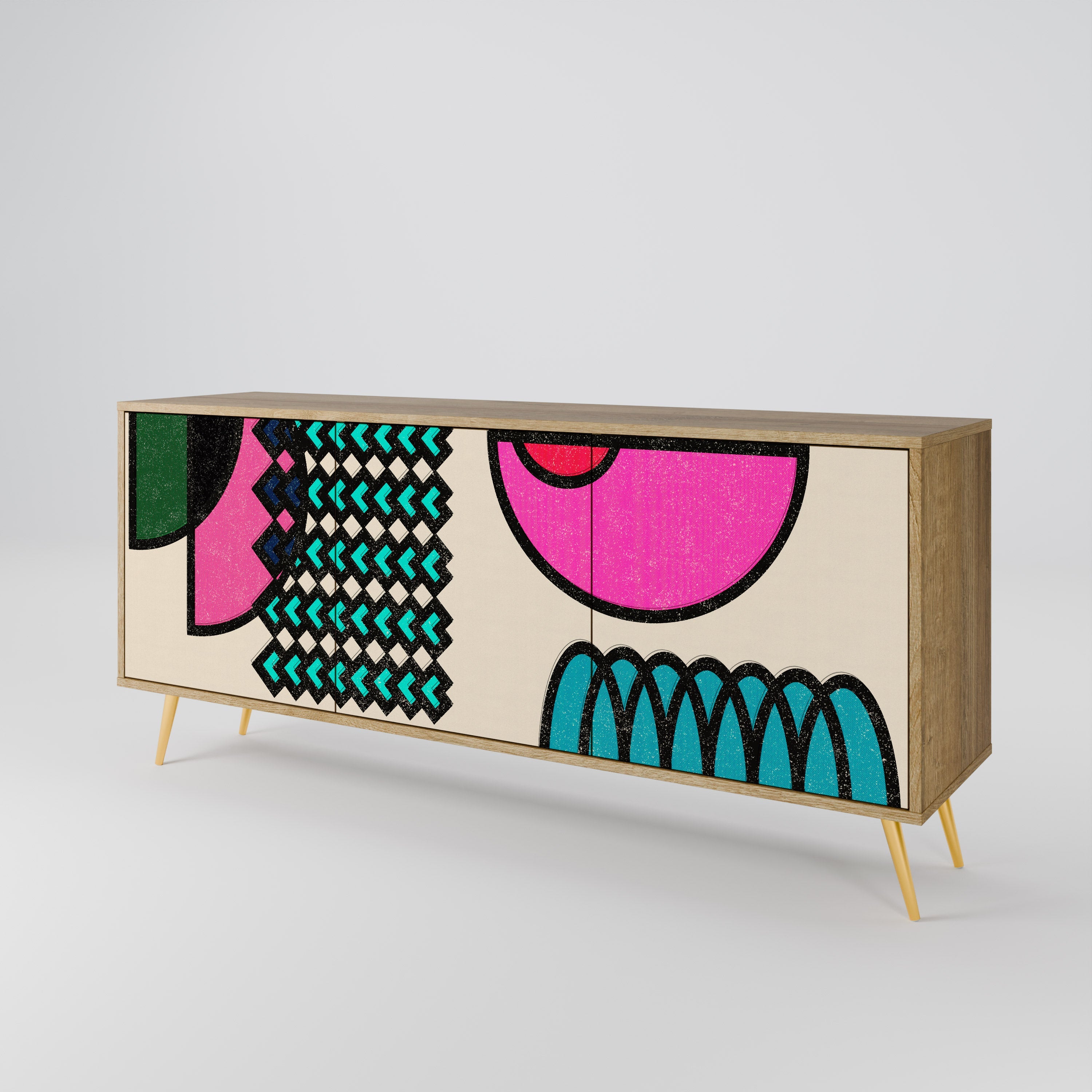 GEOMETRIC RHAPSODY 3-türiges Sideboard in Eichenoptik