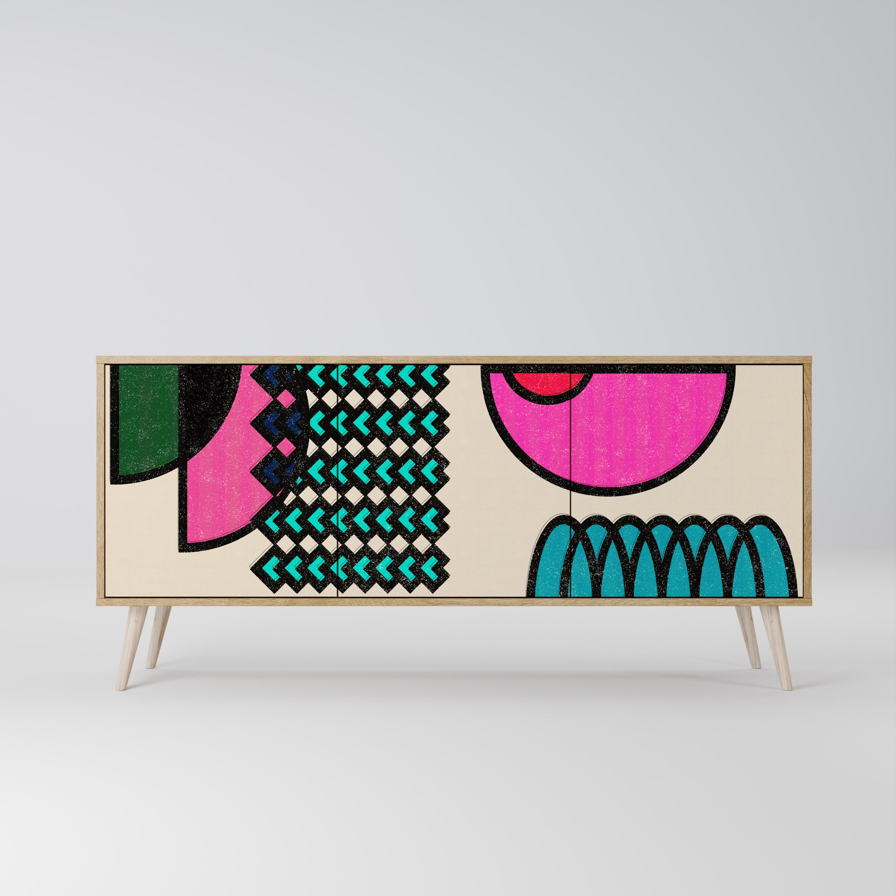 GEOMETRIC RHAPSODY 3-türiges Sideboard in Eichenoptik