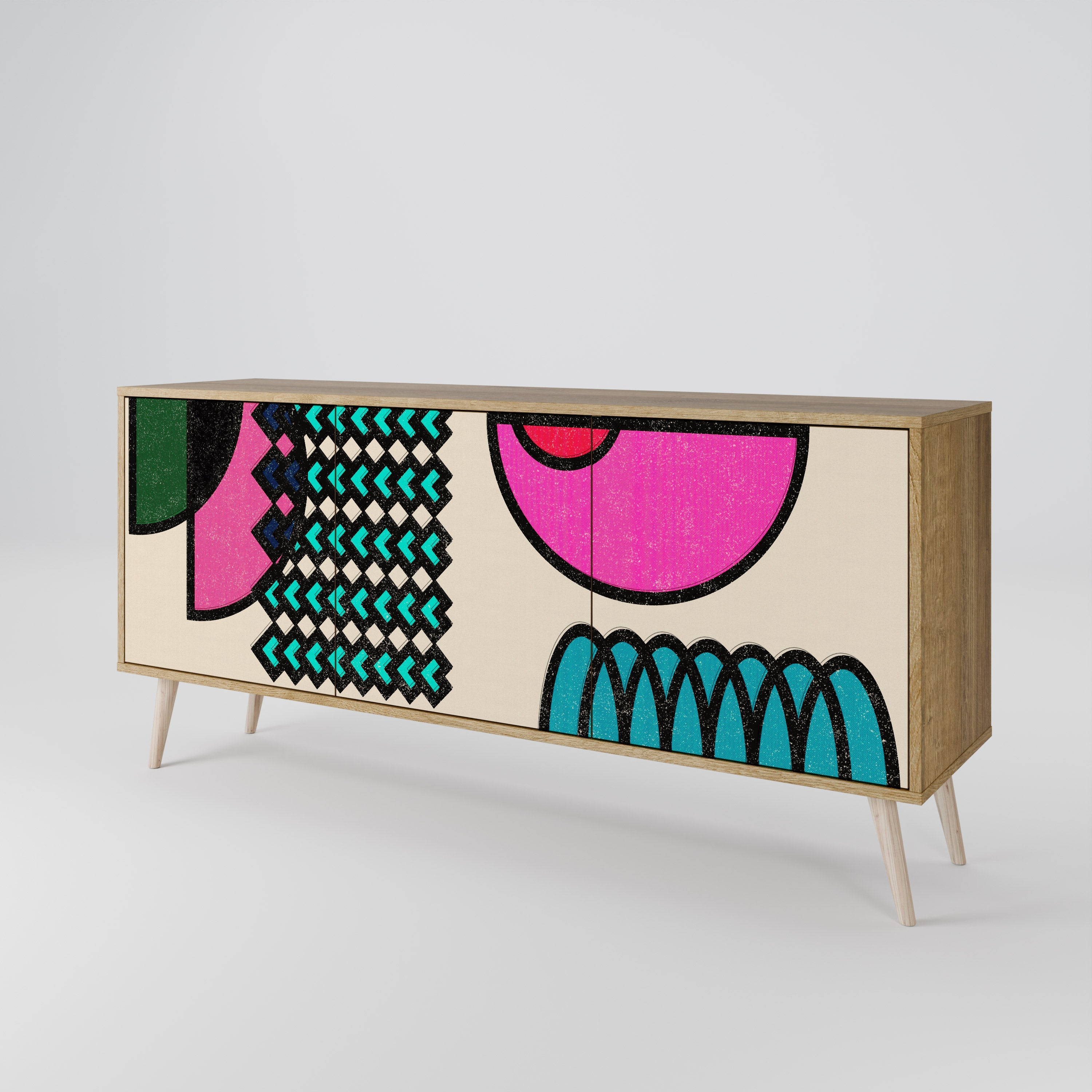 GEOMETRIC RHAPSODY 3-türiges Sideboard in Eichenoptik