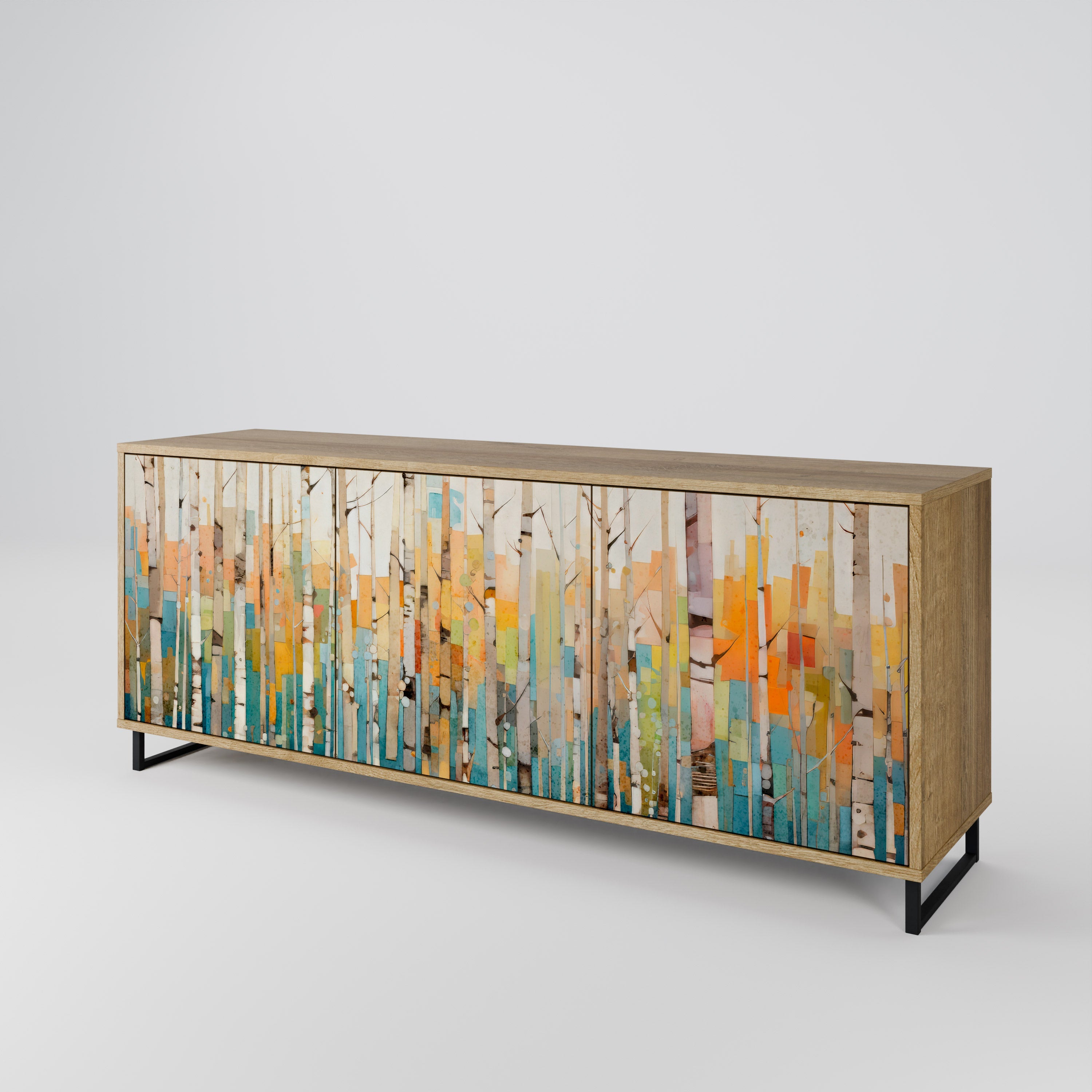 BIRCH KALEIDOSCOPE Sideboard mit 3 Türen in Eichenoptik