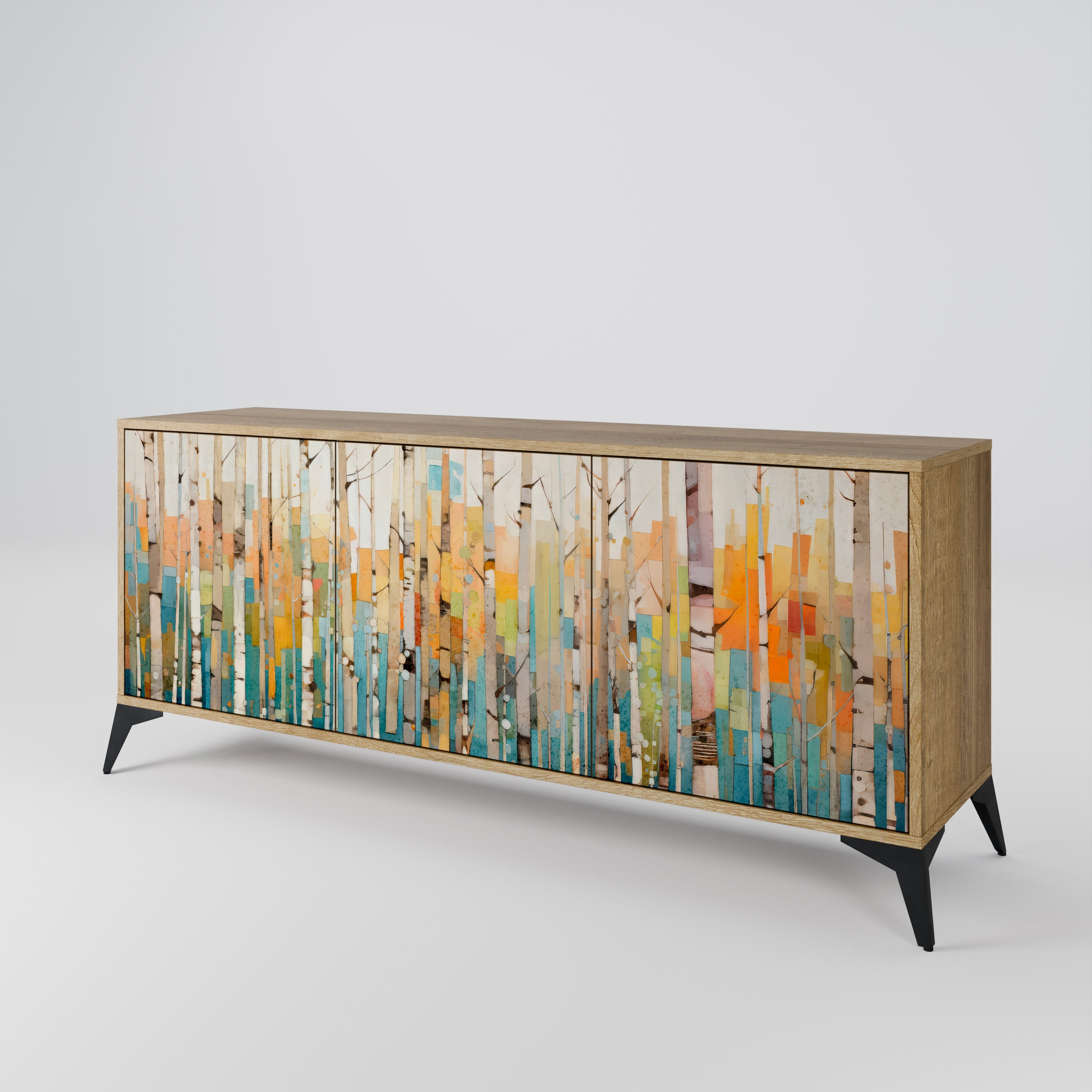BIRCH KALEIDOSCOPE Sideboard mit 3 Türen in Eichenoptik