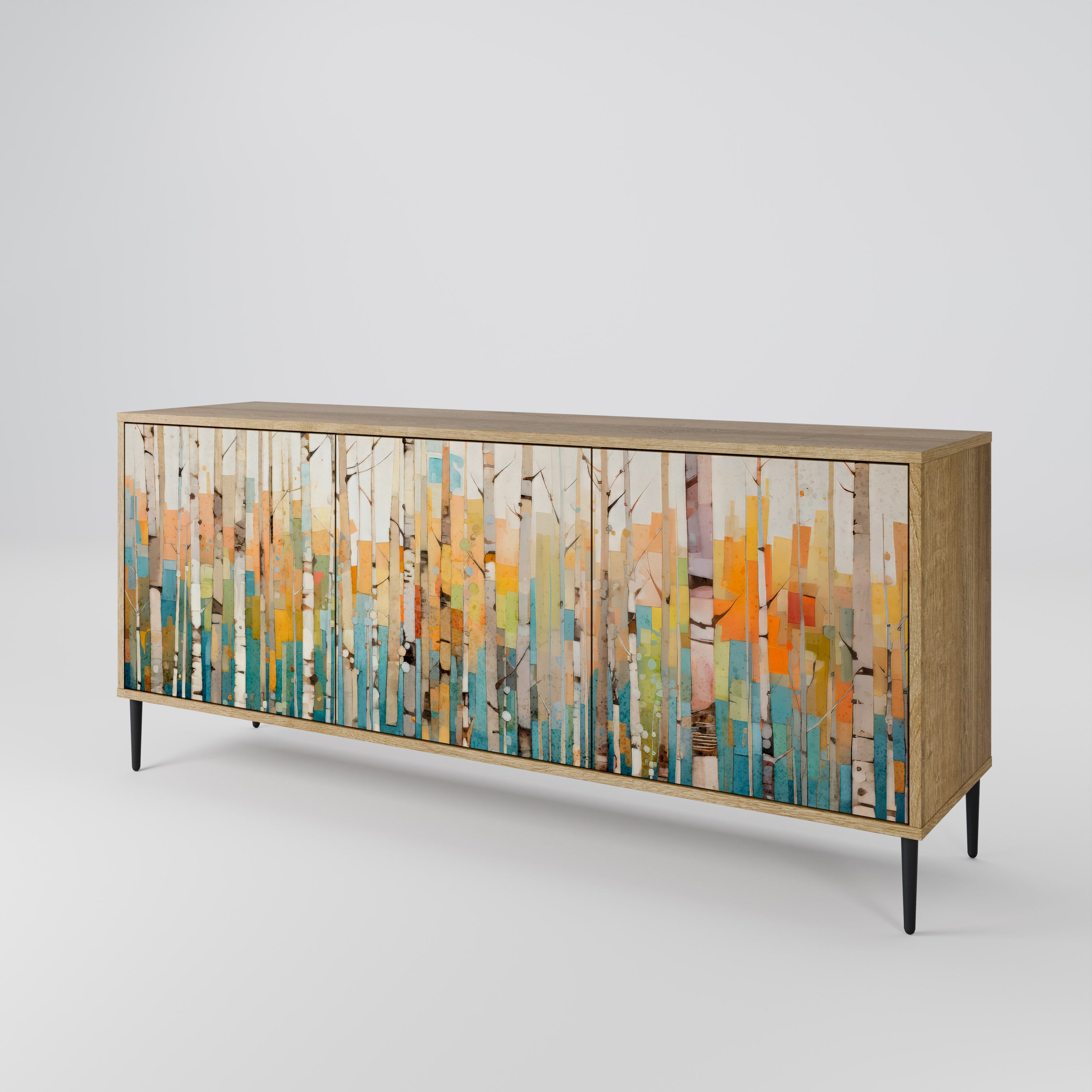 BIRCH KALEIDOSCOPE Sideboard mit 3 Türen in Eichenoptik