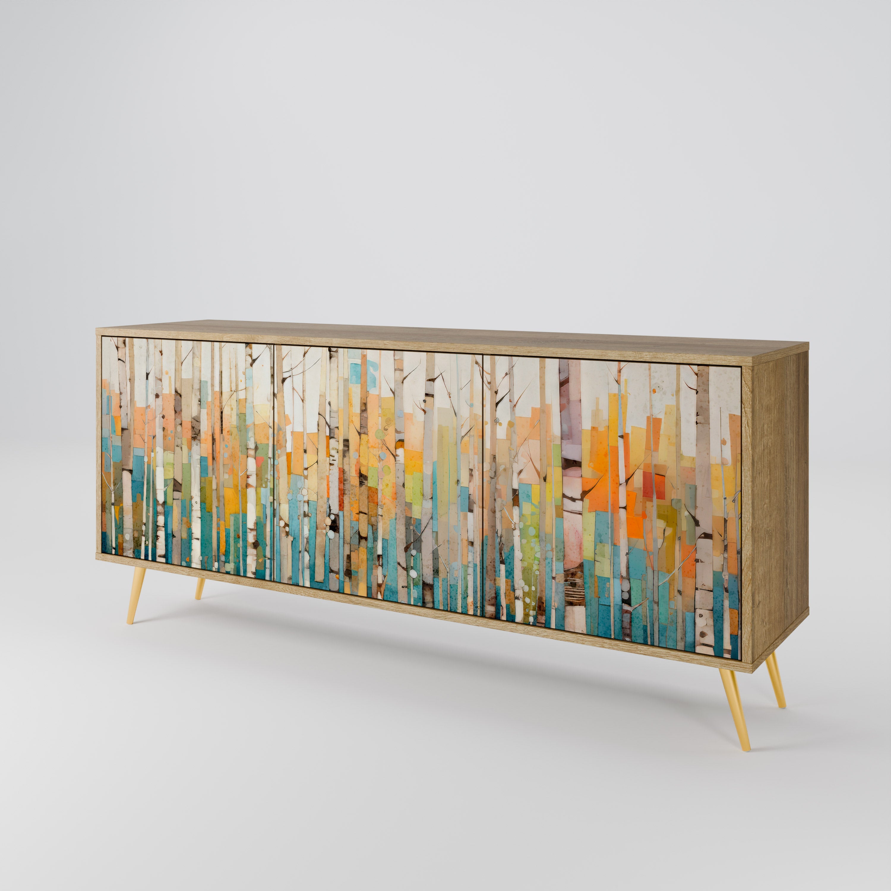 BIRCH KALEIDOSCOPE Sideboard mit 3 Türen in Eichenoptik