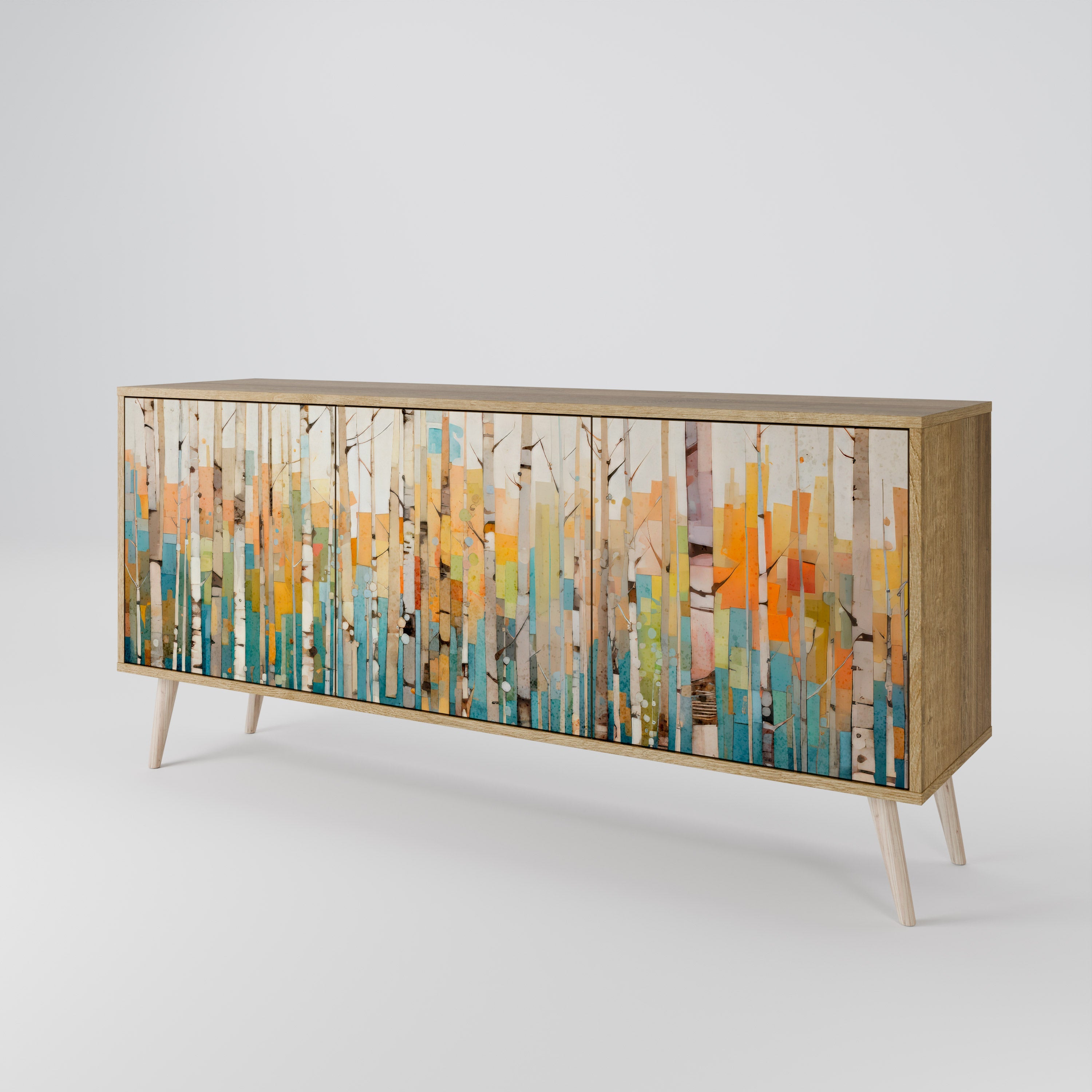BIRCH KALEIDOSCOPE Sideboard mit 3 Türen in Eichenoptik