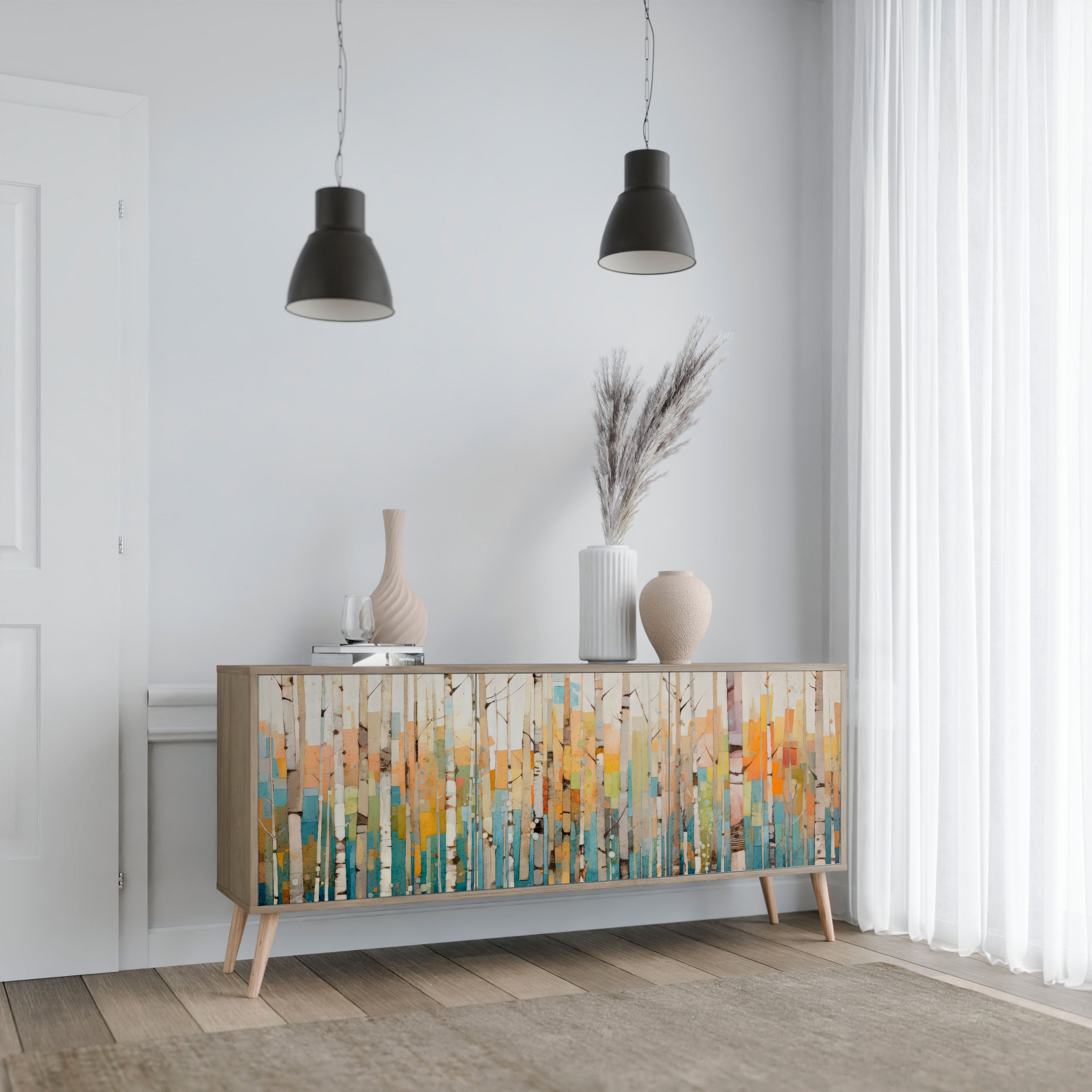 BIRCH KALEIDOSCOPE Sideboard mit 3 Türen in Eichenoptik