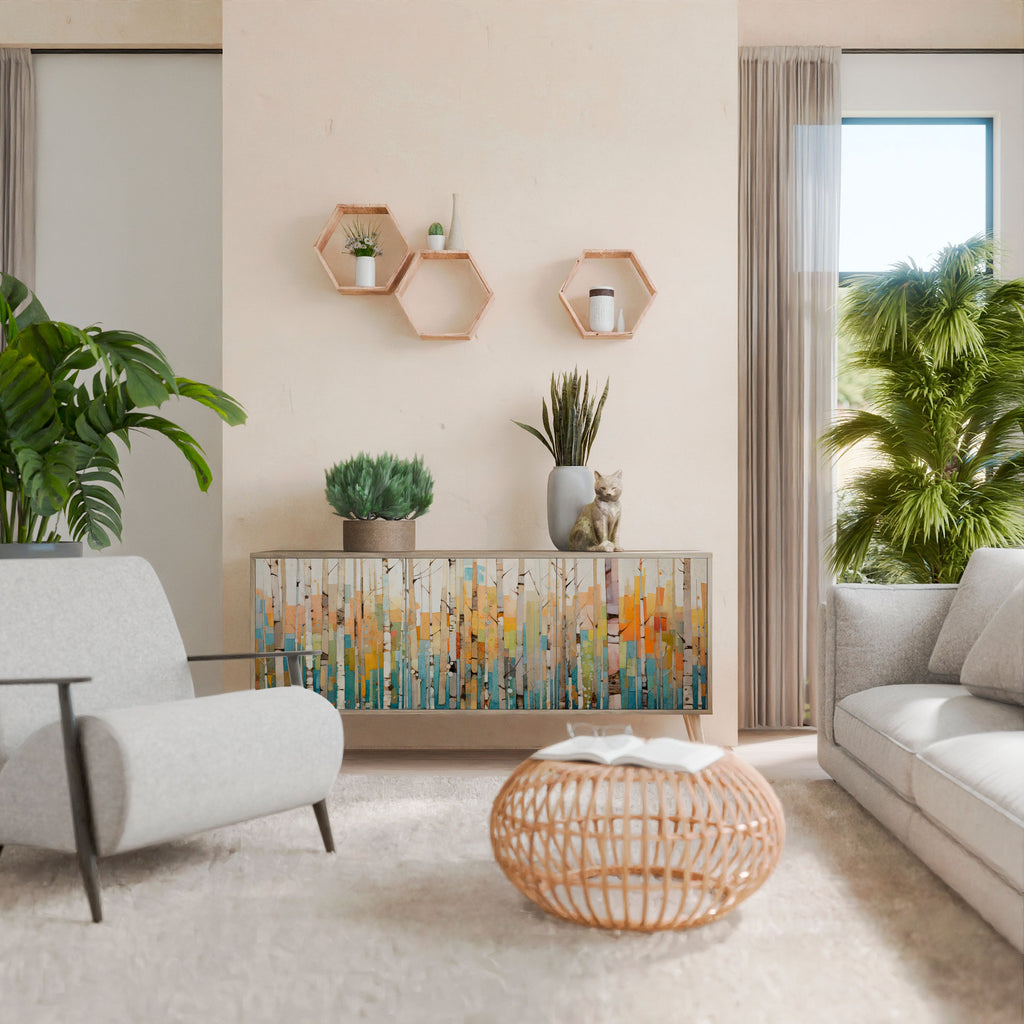 BIRCH KALEIDOSCOPE Sideboard mit 3 Türen in Eichenoptik