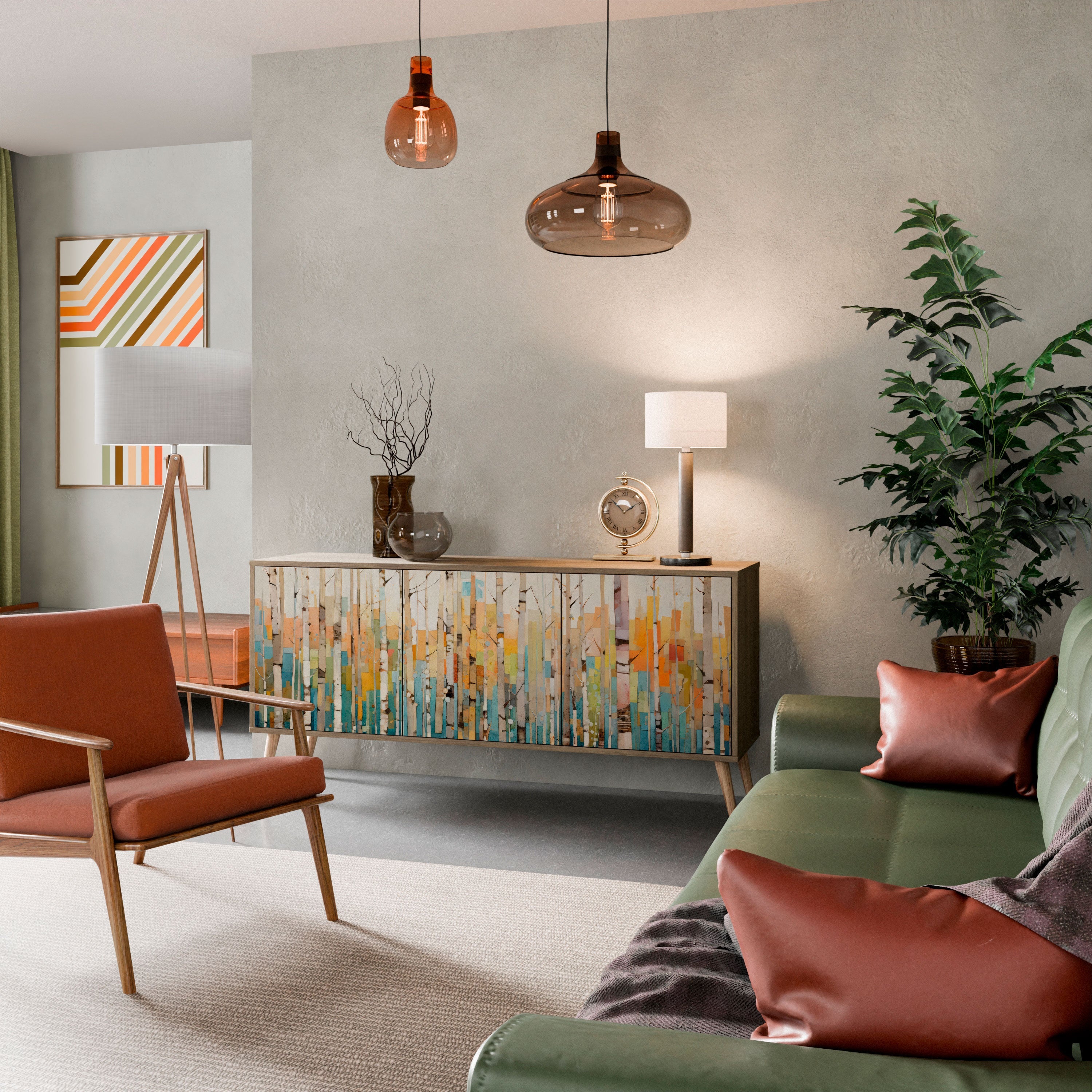 BIRCH KALEIDOSCOPE Sideboard mit 3 Türen in Eichenoptik