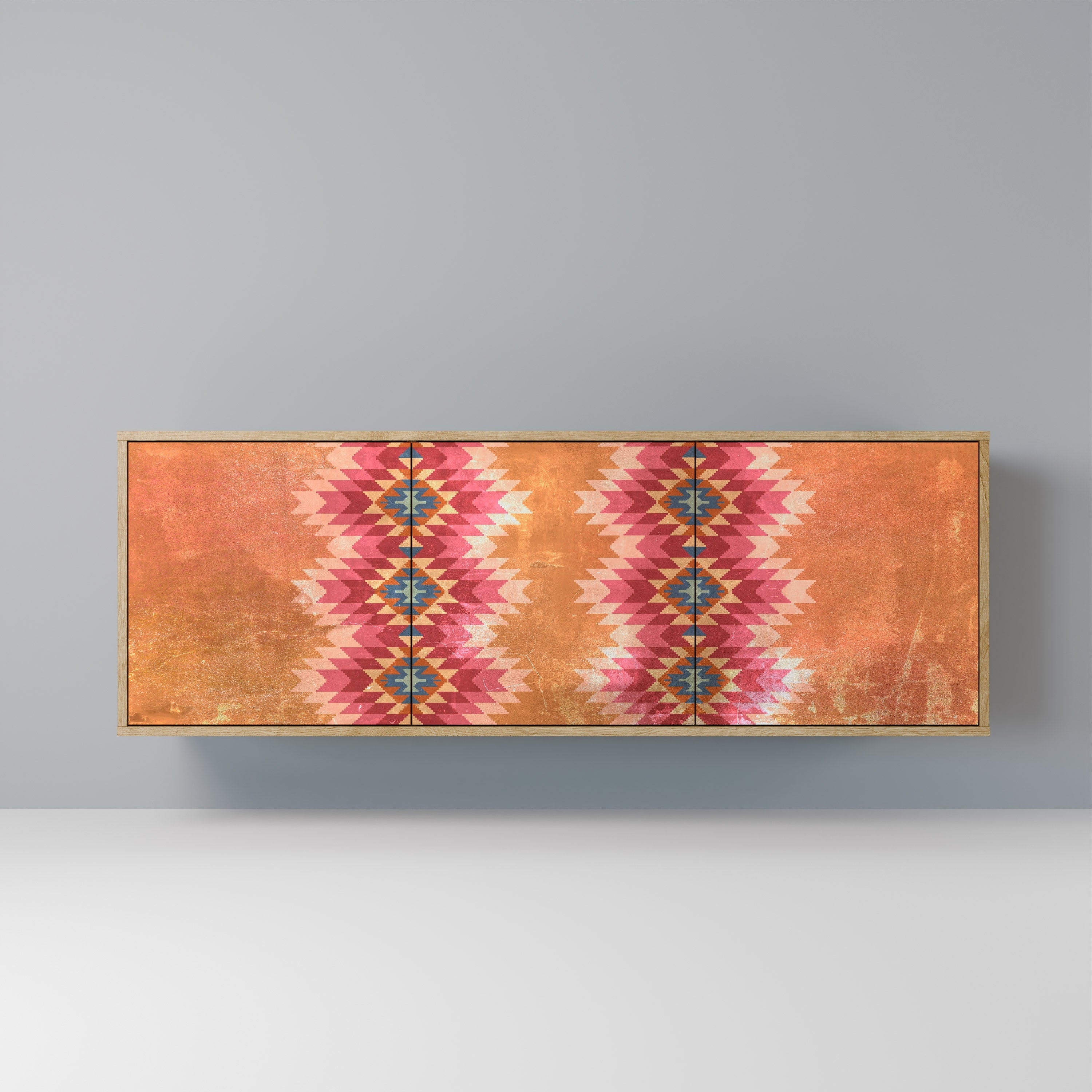 INDIAN FOLK 3-türiges Sideboard in Eichenoptik