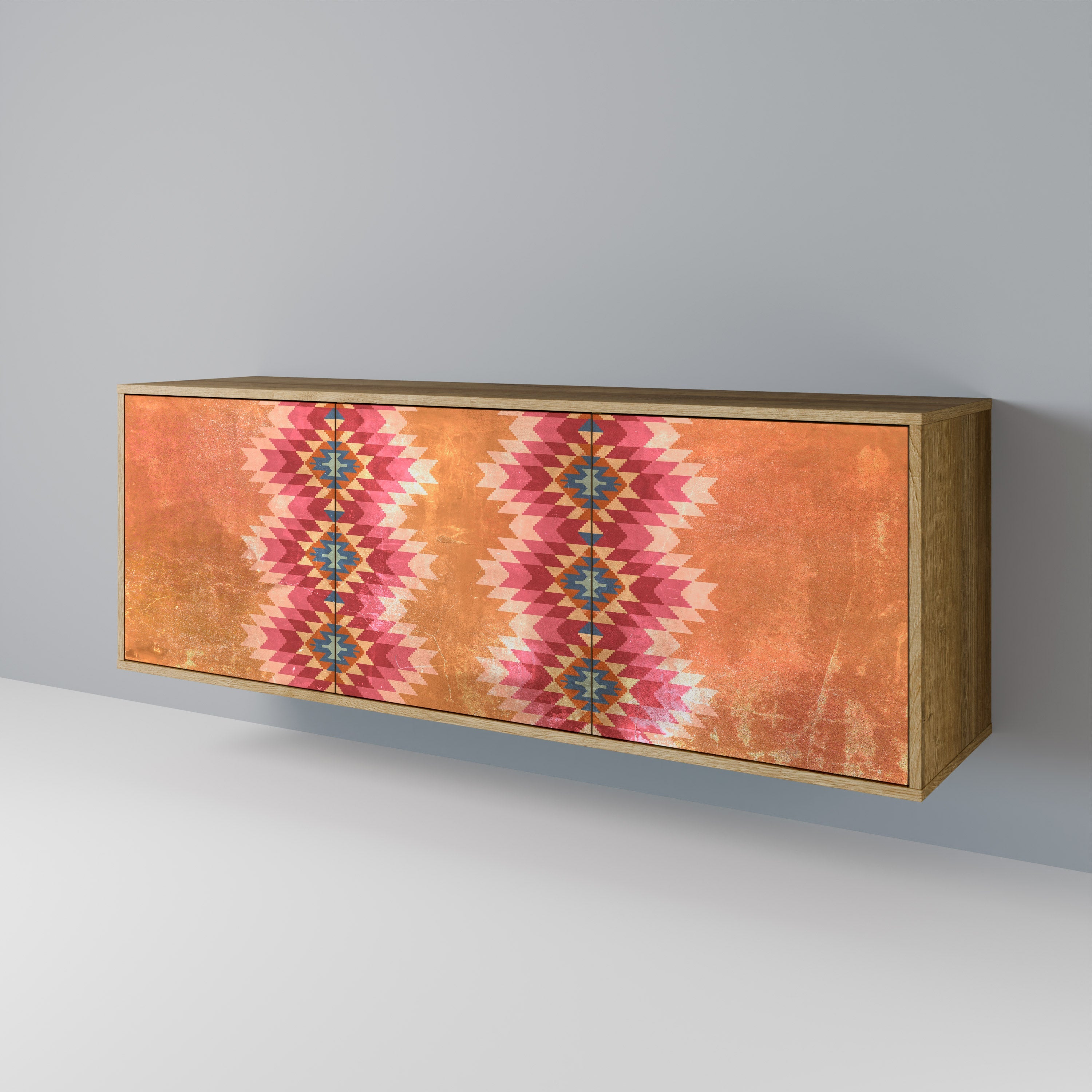 INDIAN FOLK 3-türiges Sideboard in Eichenoptik