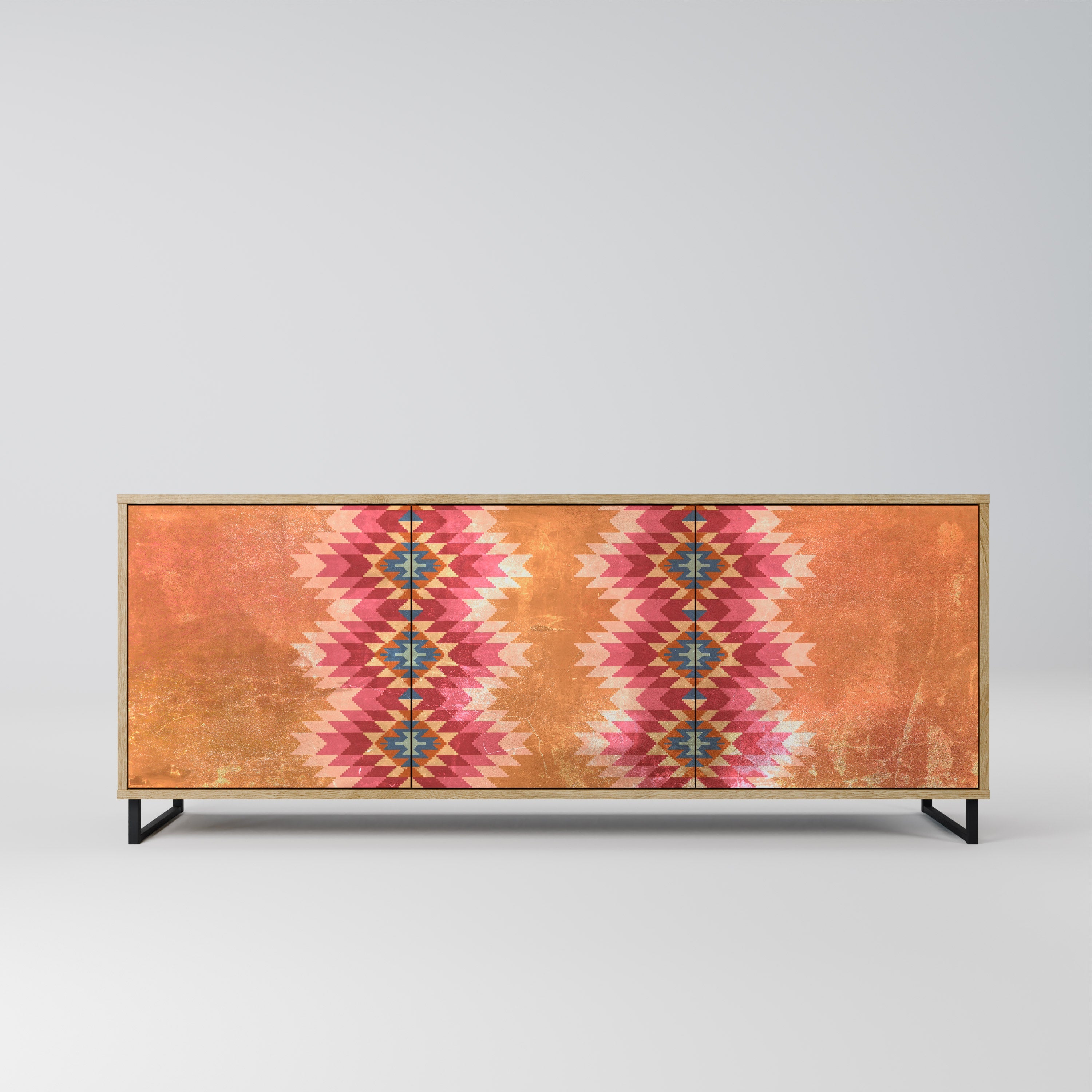 INDIAN FOLK 3-türiges Sideboard in Eichenoptik
