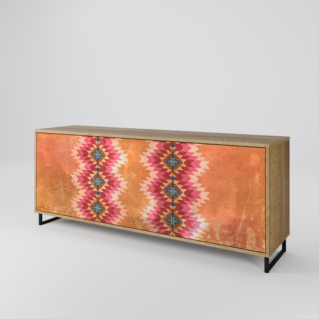INDIAN FOLK 3-türiges Sideboard in Eichenoptik