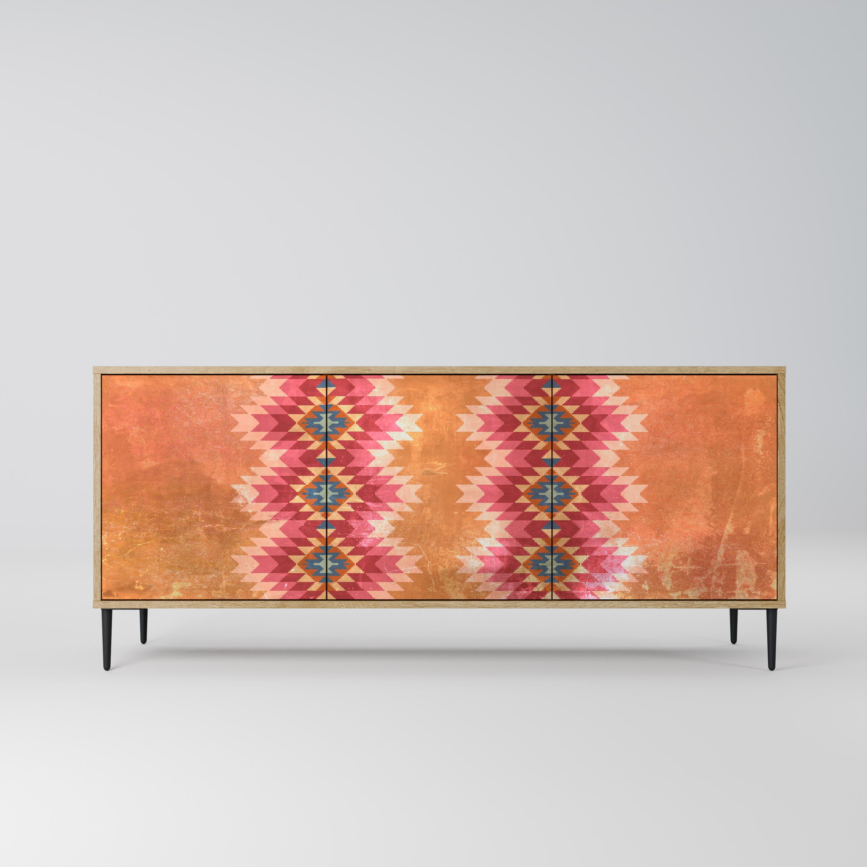 INDIAN FOLK 3-türiges Sideboard in Eichenoptik