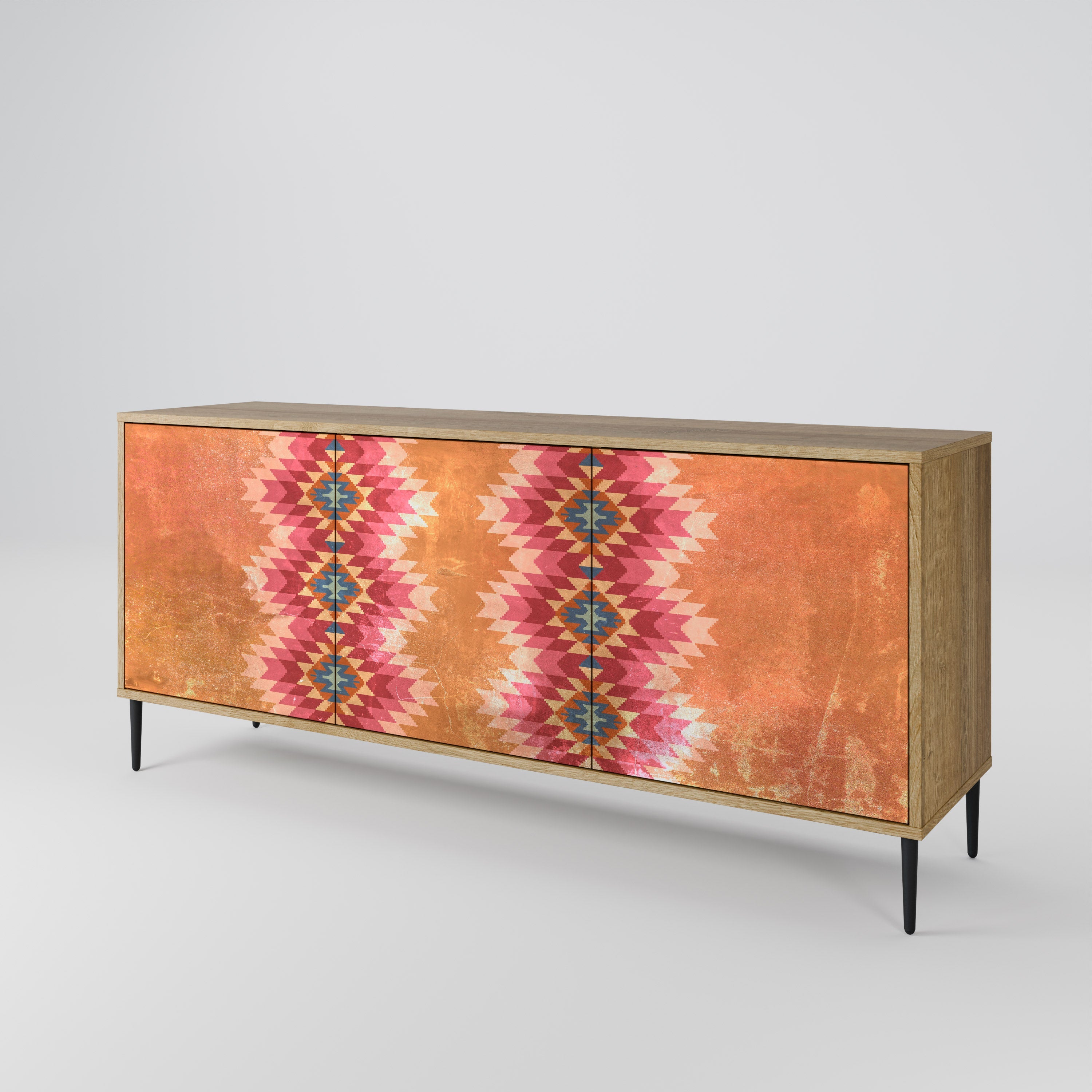 INDIAN FOLK 3-türiges Sideboard in Eichenoptik