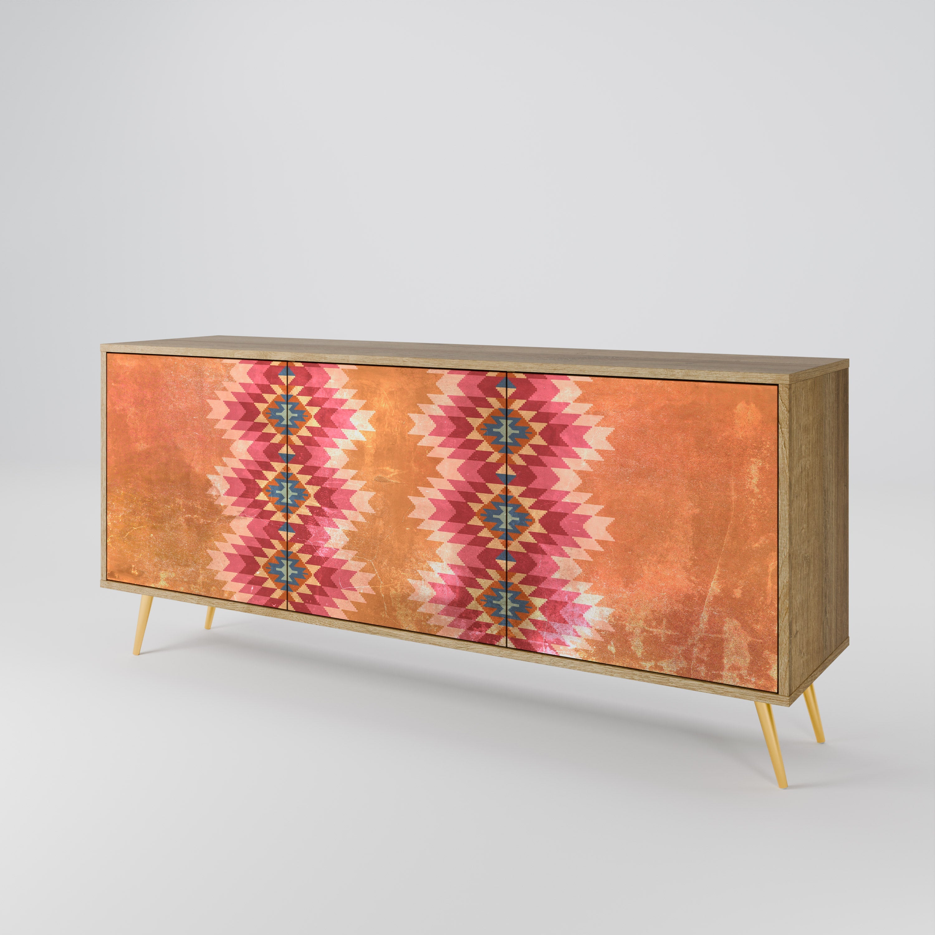 INDIAN FOLK 3-türiges Sideboard in Eichenoptik