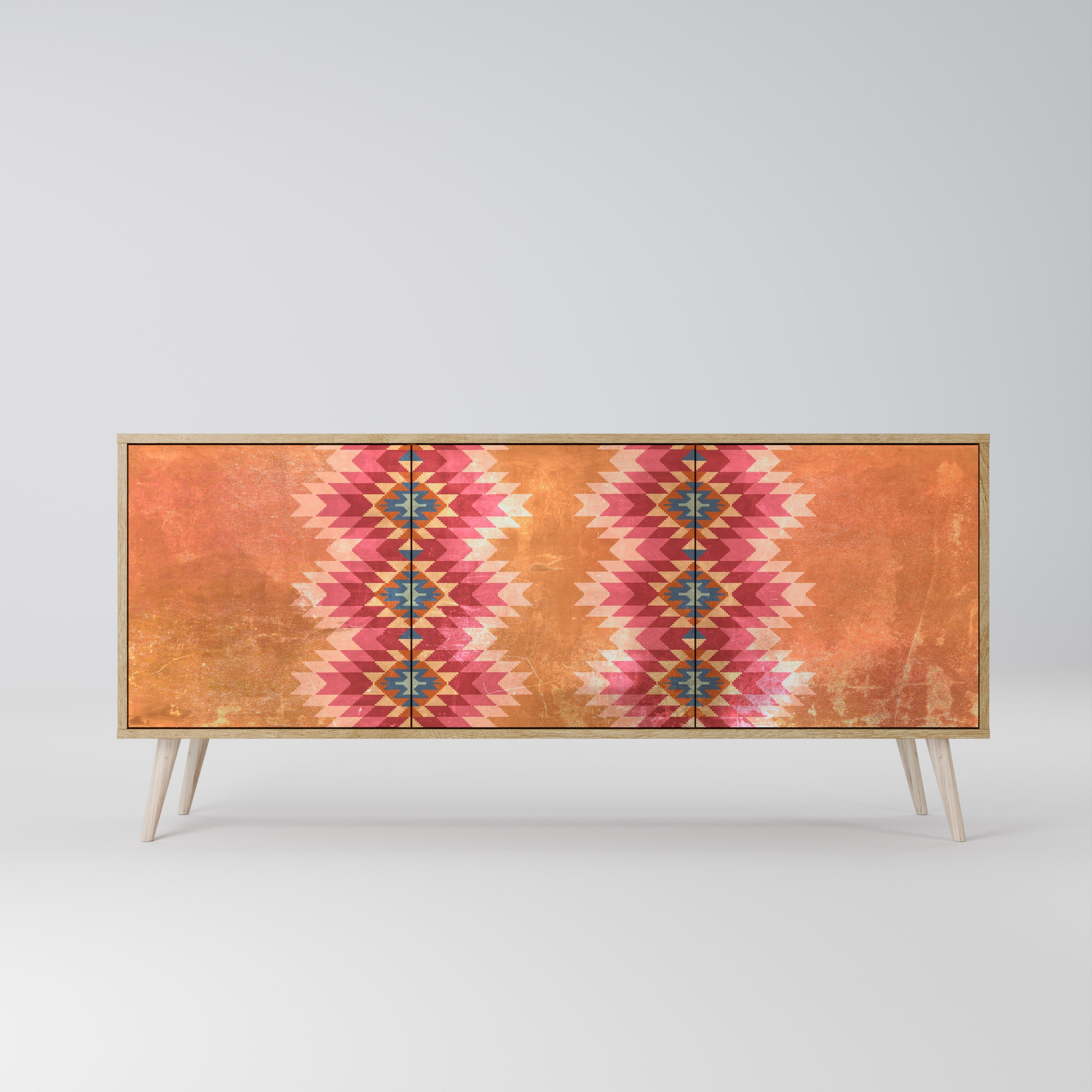 INDIAN FOLK 3-türiges Sideboard in Eichenoptik
