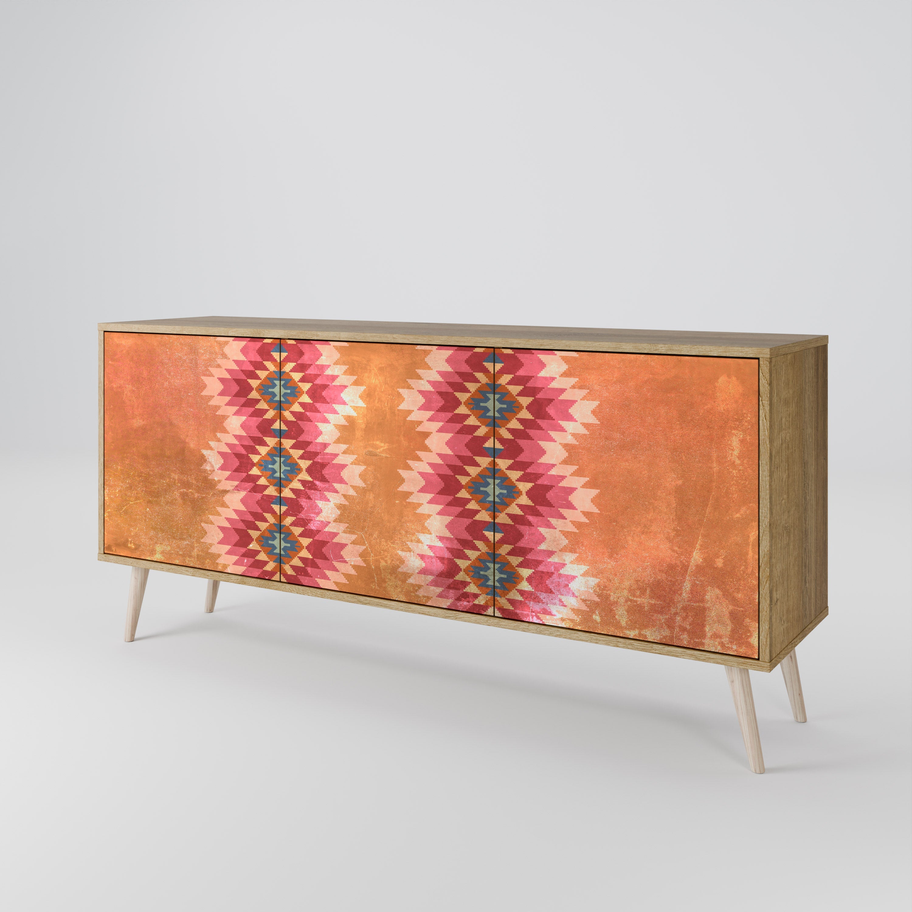 INDIAN FOLK 3-türiges Sideboard in Eichenoptik