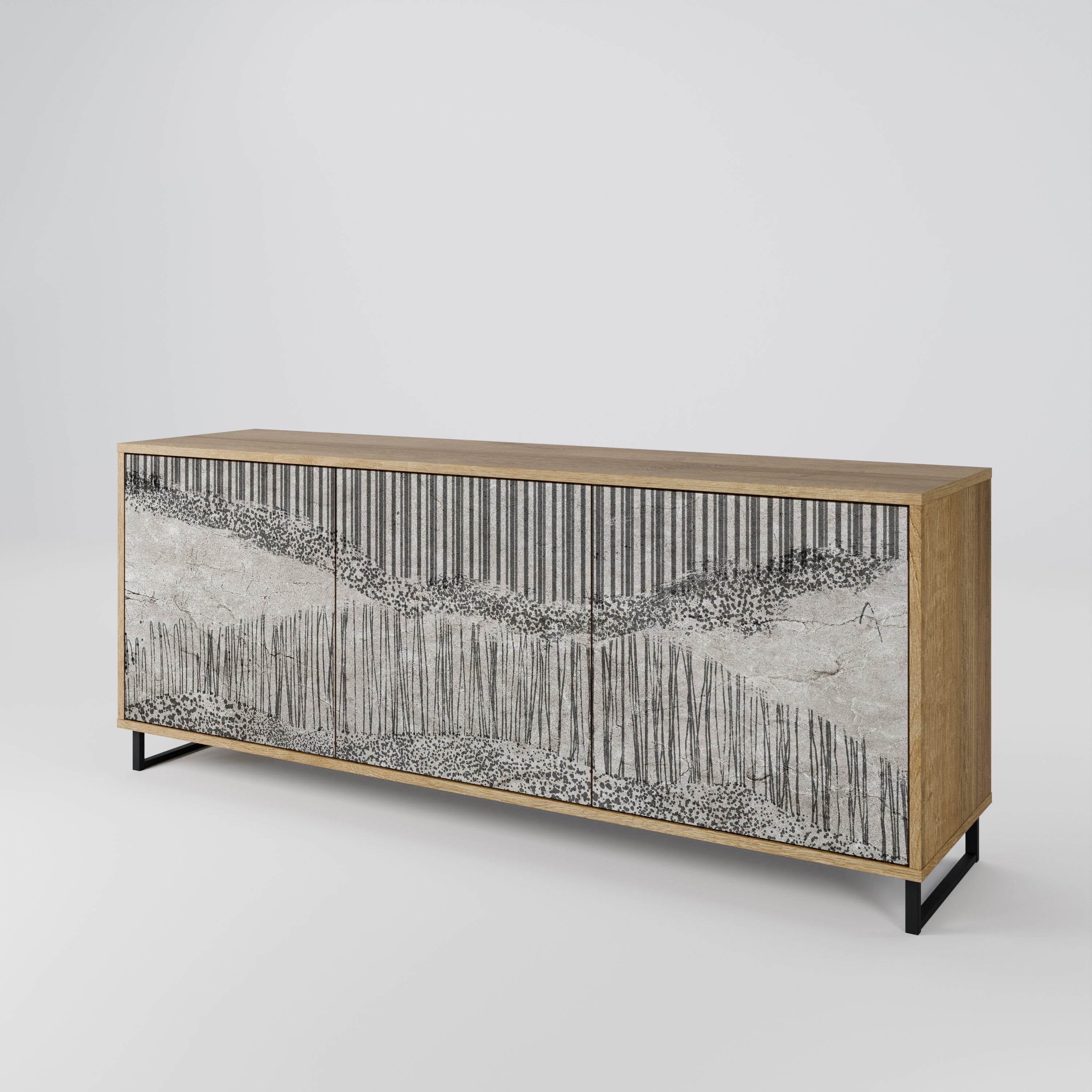 GRAIN LINES 3-türiges Sideboard in Eichenoptik