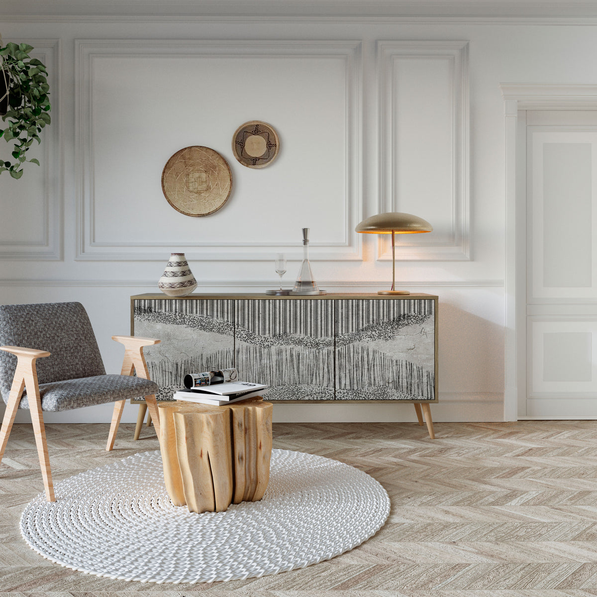 GRAIN LINES 3-türiges Sideboard