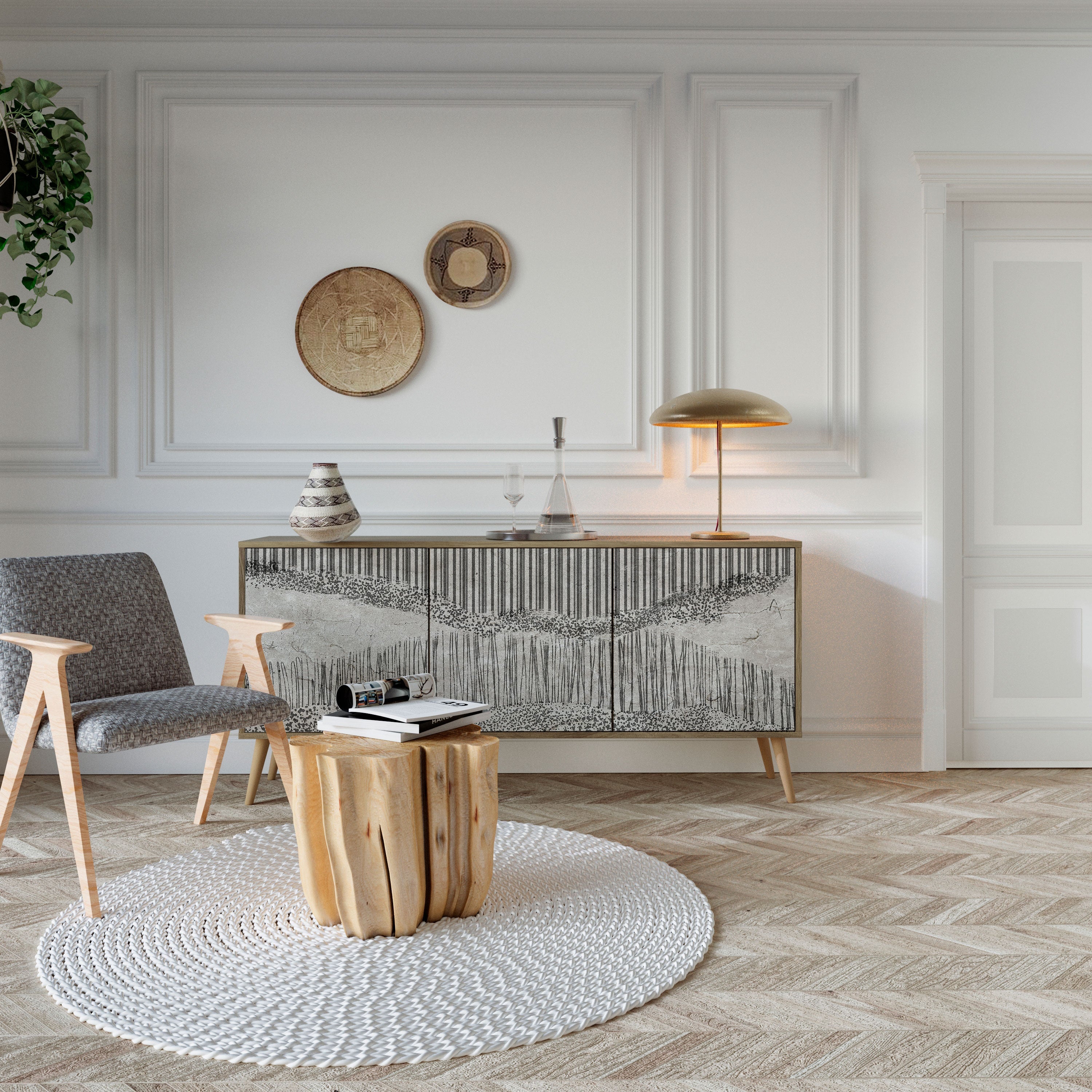 GRAIN LINES 3-türiges Sideboard in Eichenoptik