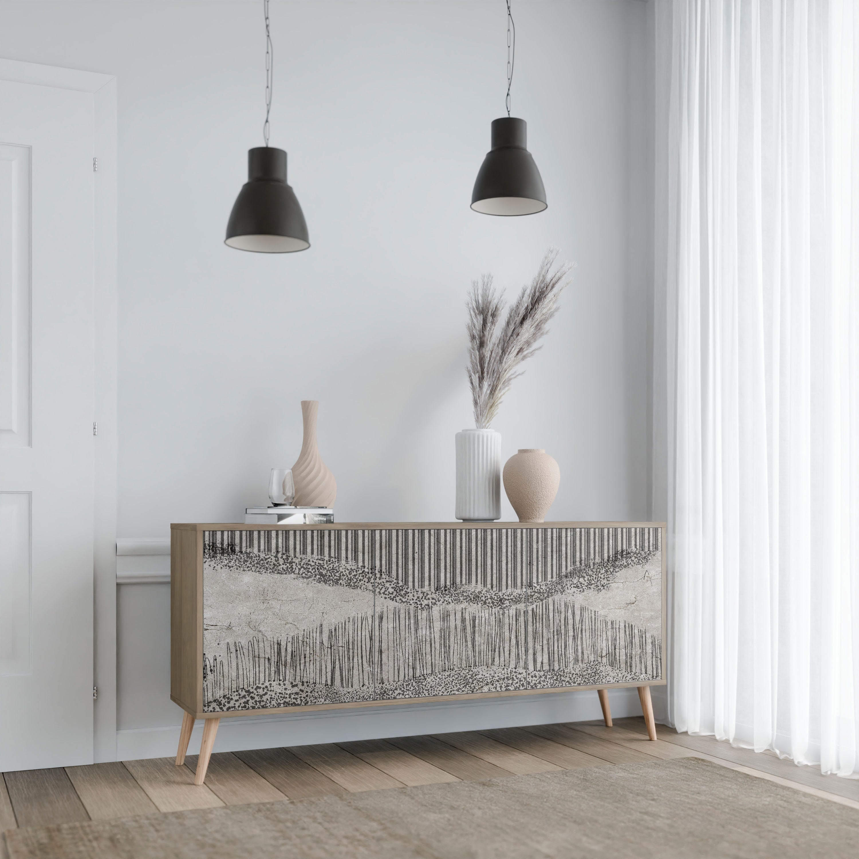 GRAIN LINES 3-türiges Sideboard in Eichenoptik