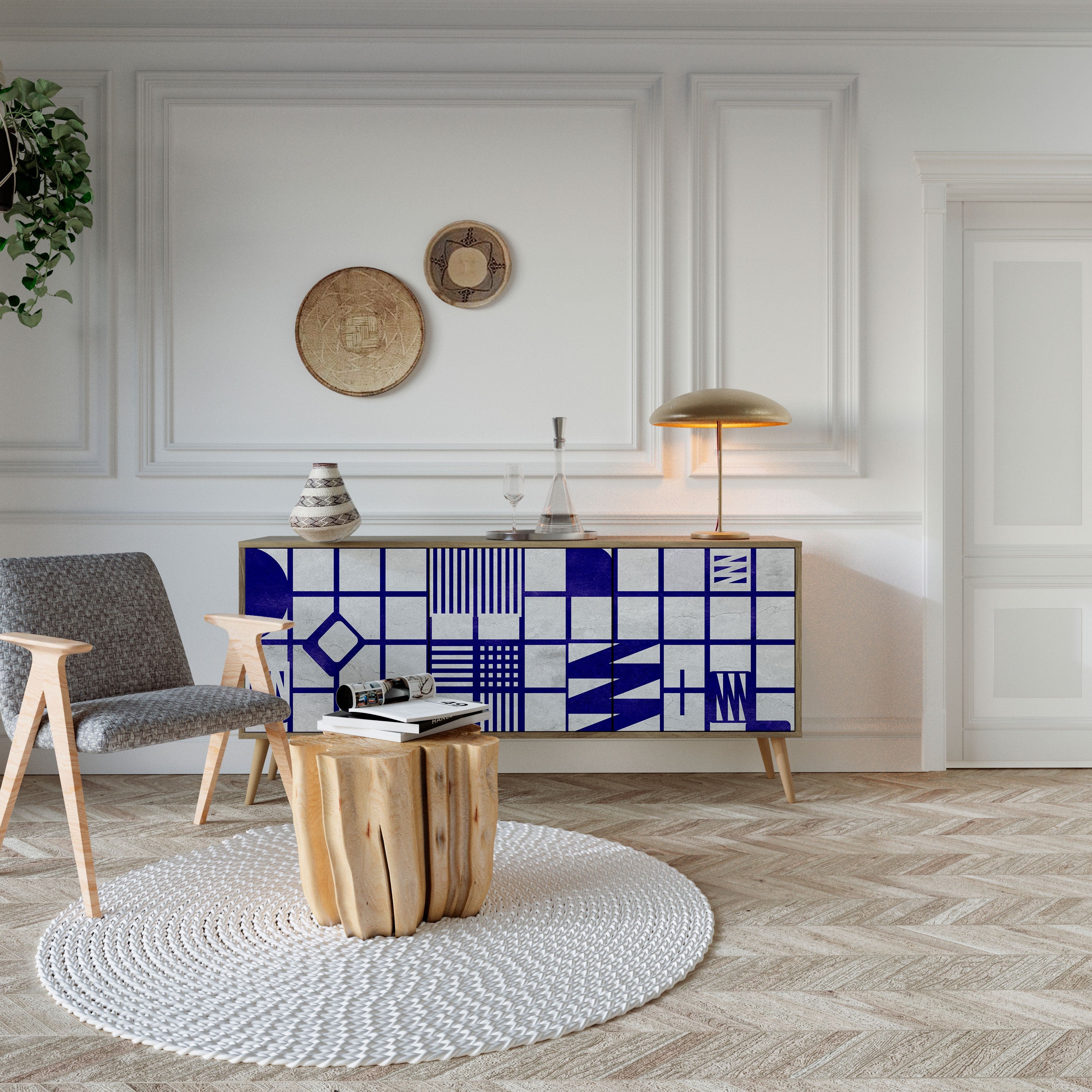 THE RIGHT PLACES 3-türiges Sideboard in Eichenoptik