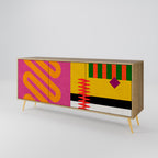 VIVID ART Sideboard mit 3 Türen in Eiche-Optik
