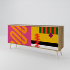 VIVID ART Sideboard mit 3 Türen in Eiche-Optik