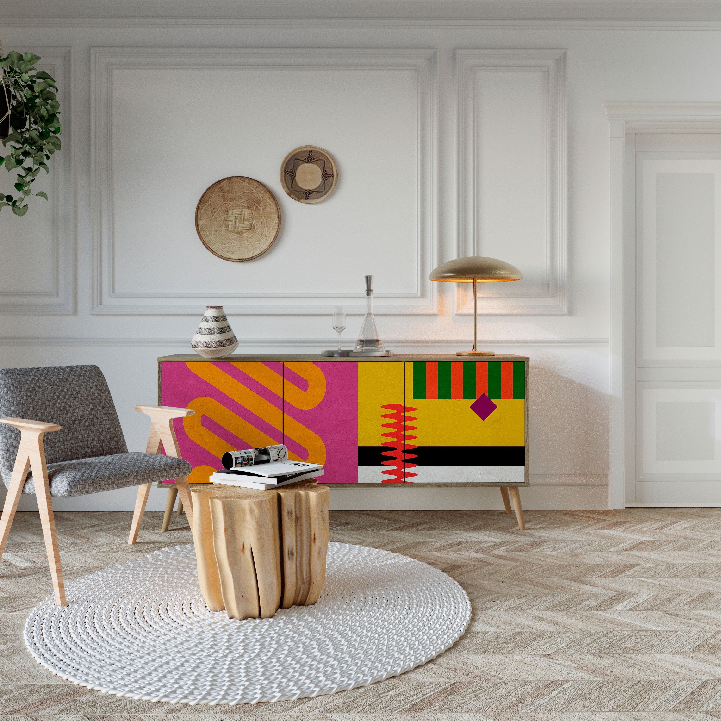 VIVID ART 3-türiges Sideboard in Eichenoptik