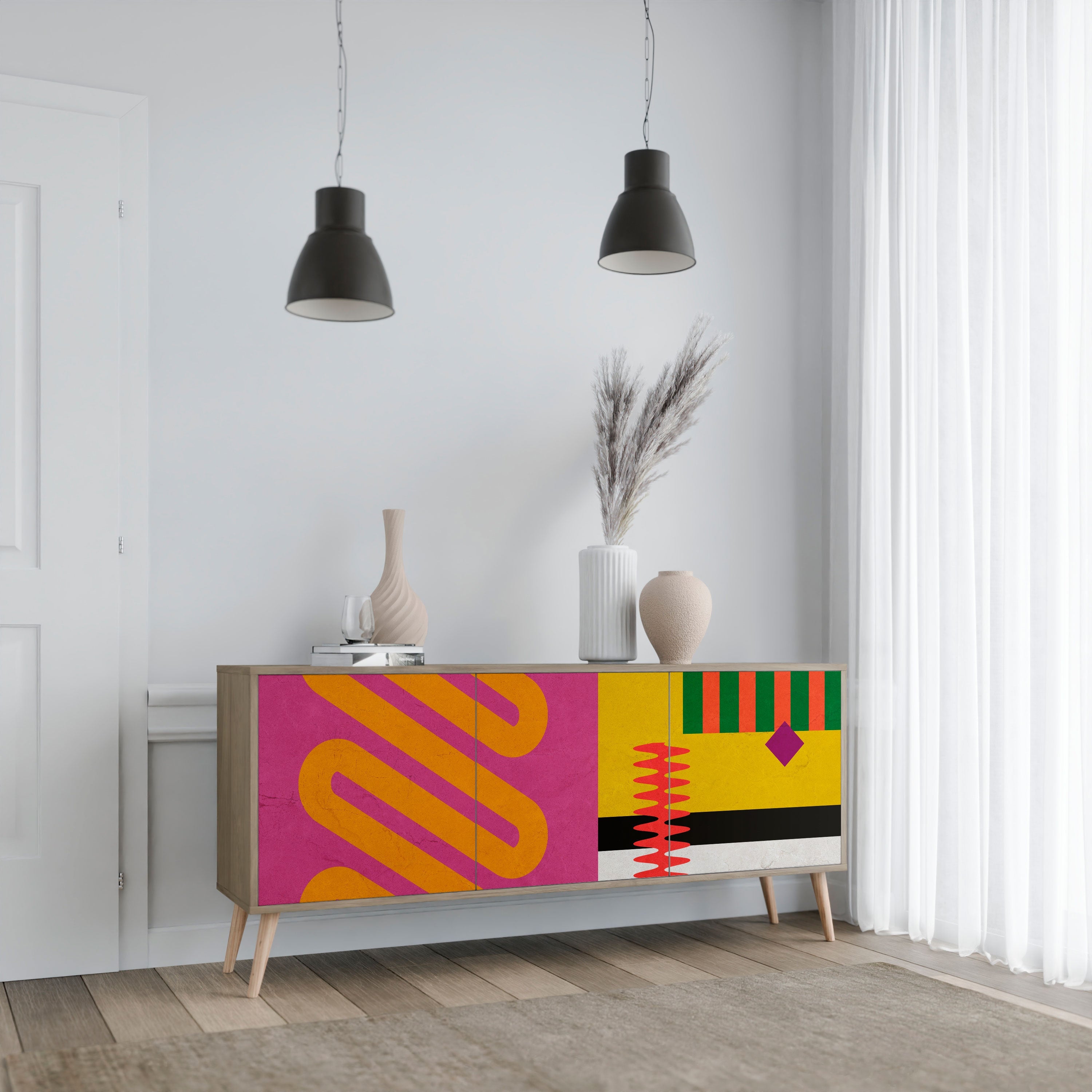 VIVID ART 3-türiges Sideboard in Eichenoptik