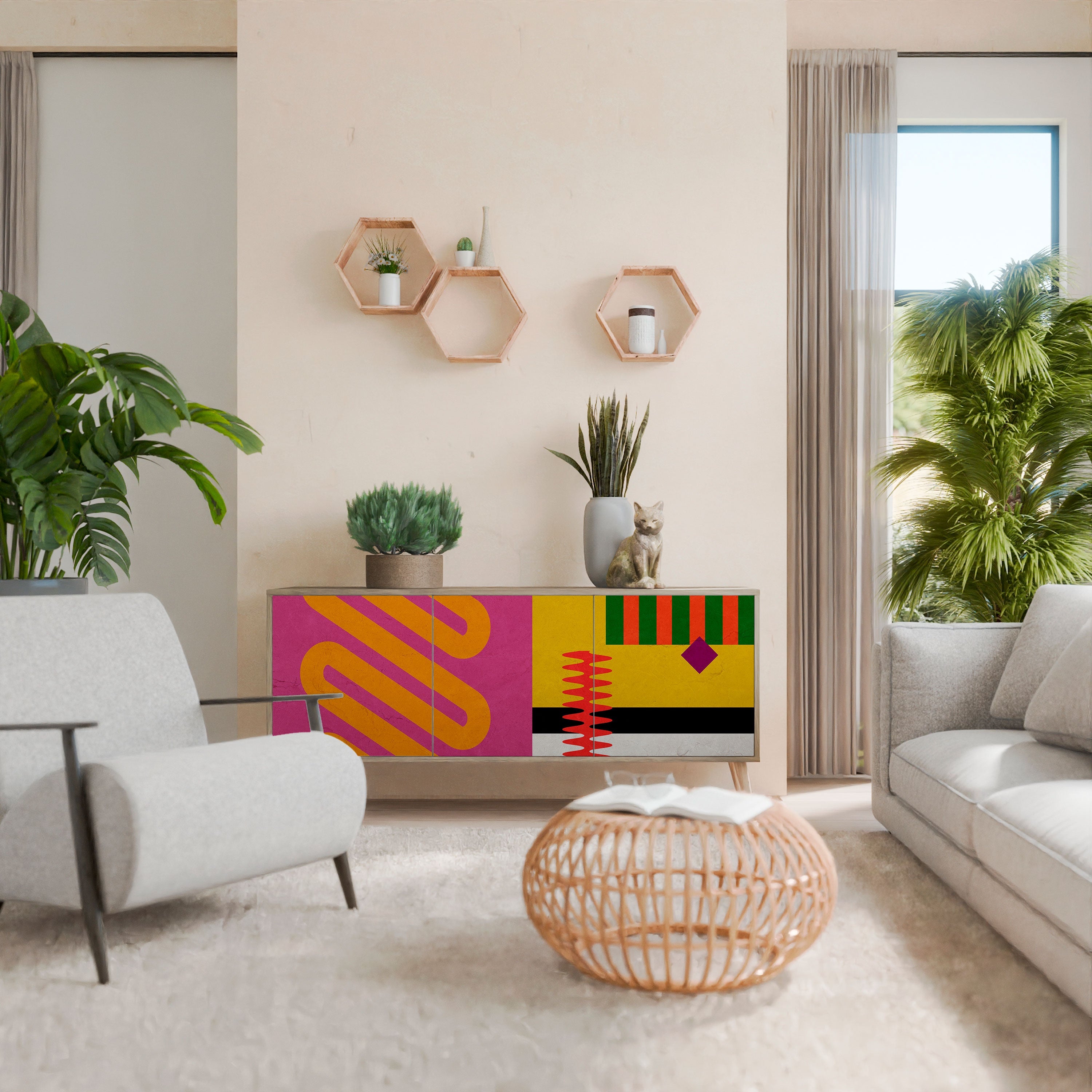 VIVID ART 3-türiges Sideboard in Eichenoptik
