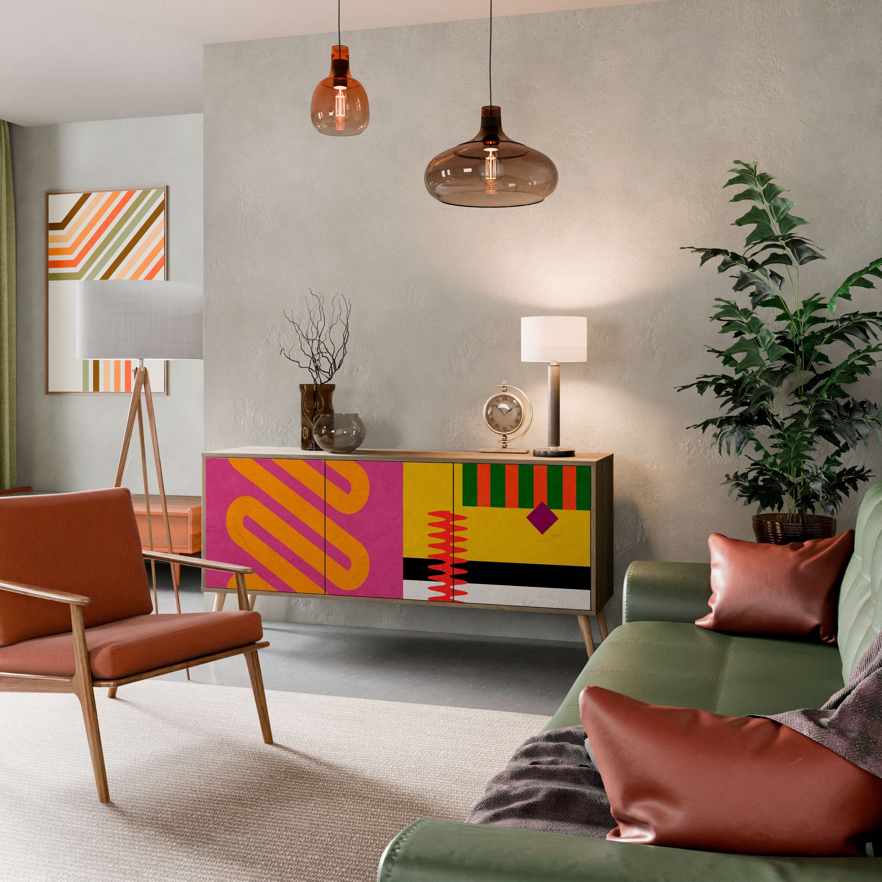 VIVID ART 3-türiges Sideboard in Eichenoptik