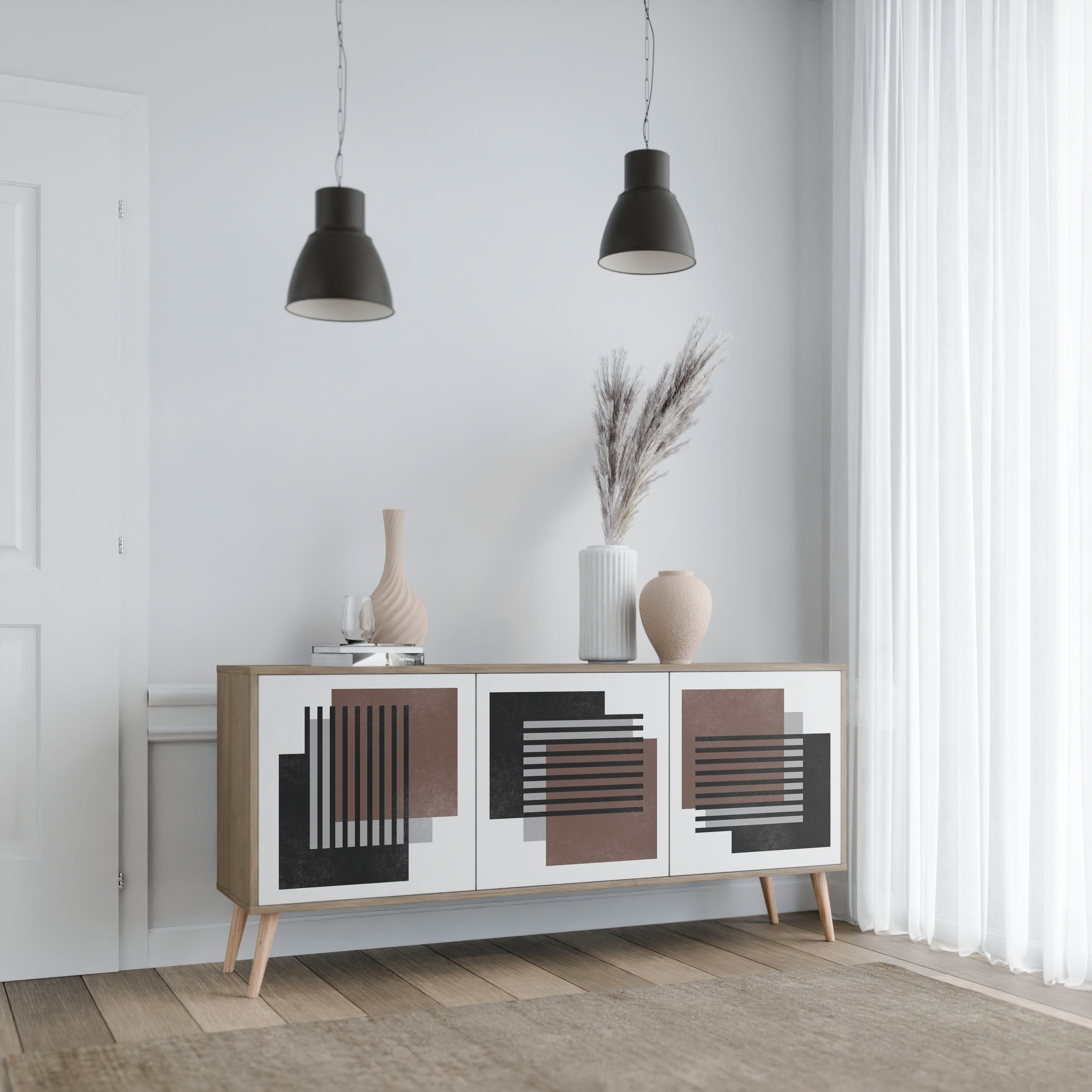SHADOW SYNCHRONY 3-türiges Sideboard in Eichenoptik