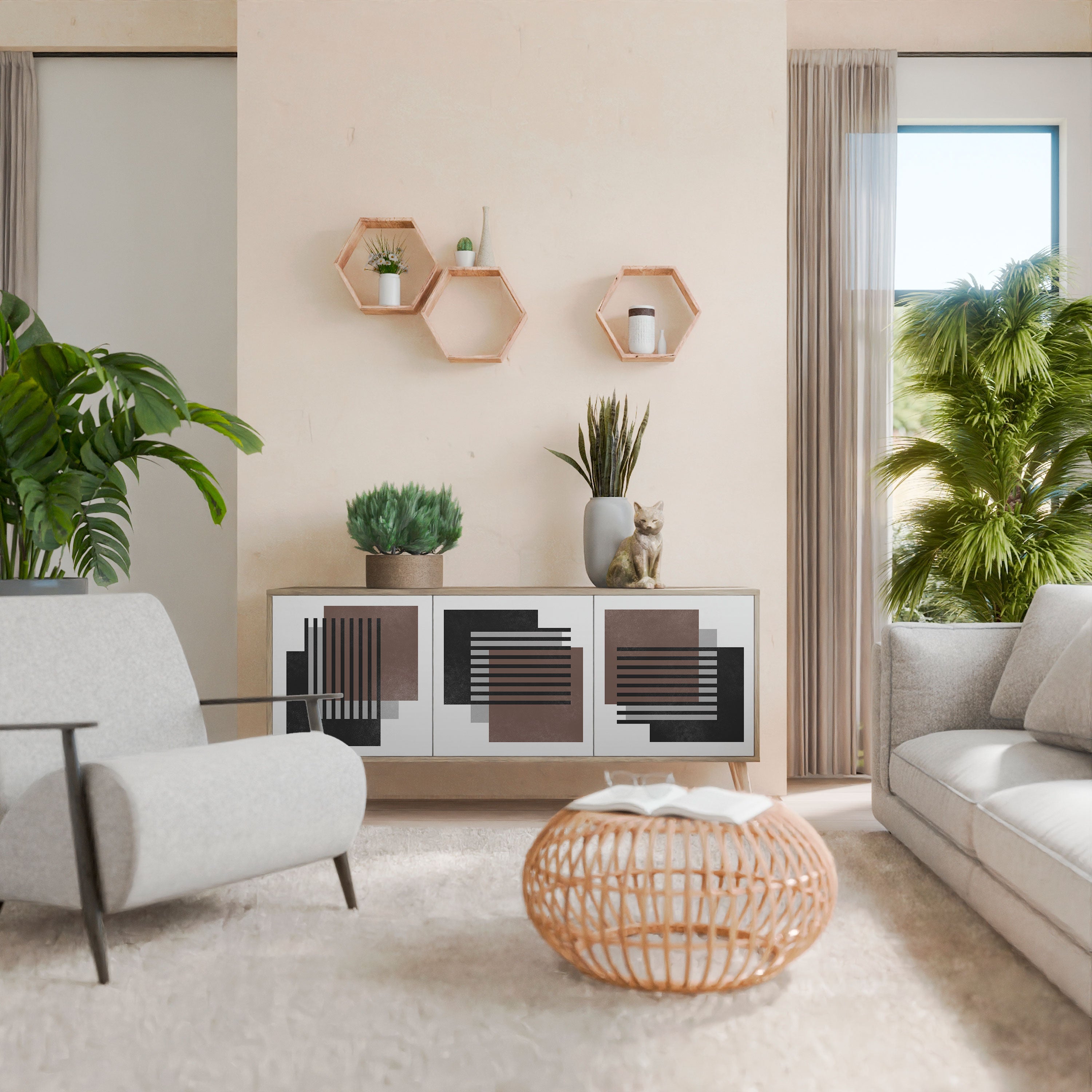 SHADOW SYNCHRONY 3-türiges Sideboard in Eichenoptik