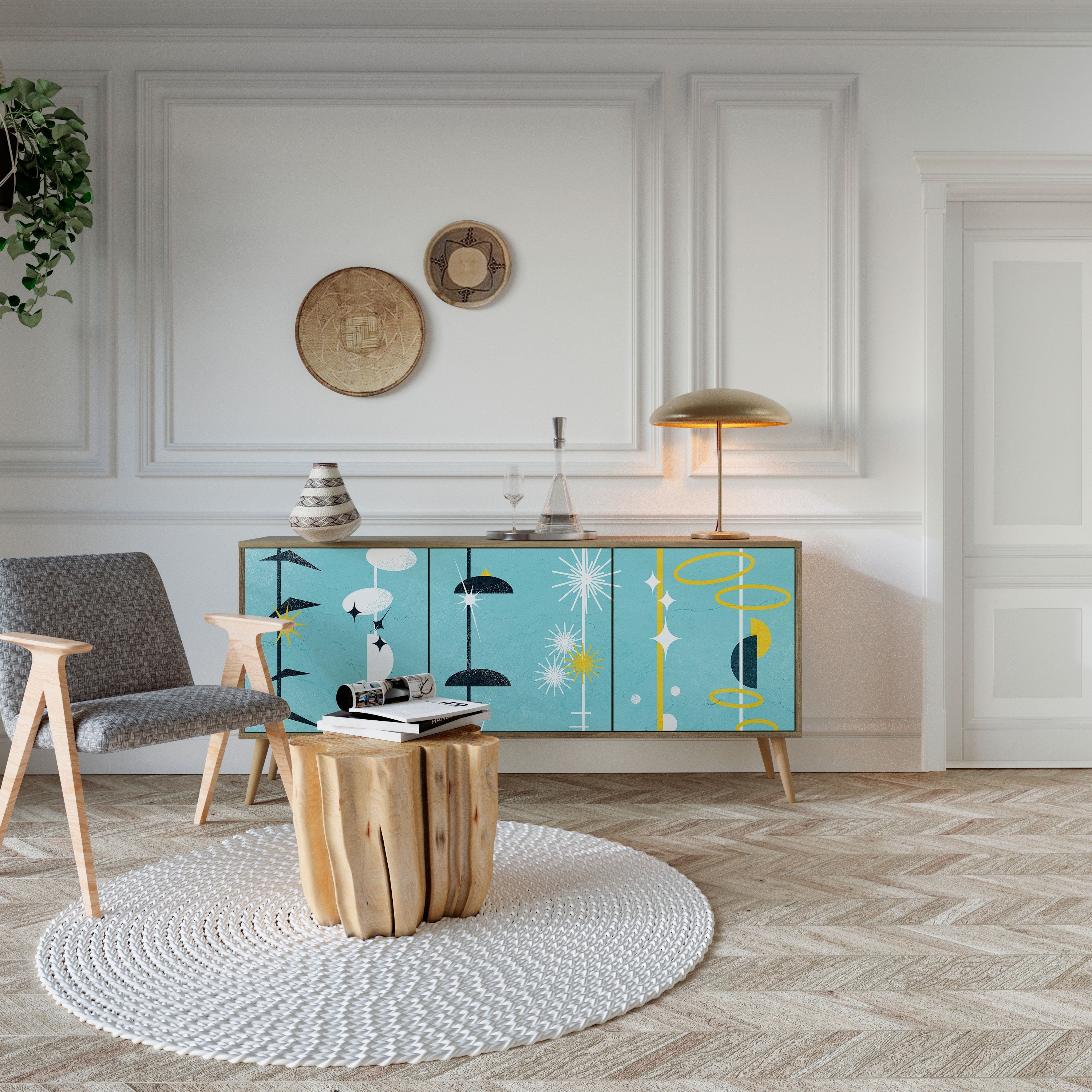 PATHS TO HAPPINESS 3-türiges Sideboard in Eichenoptik