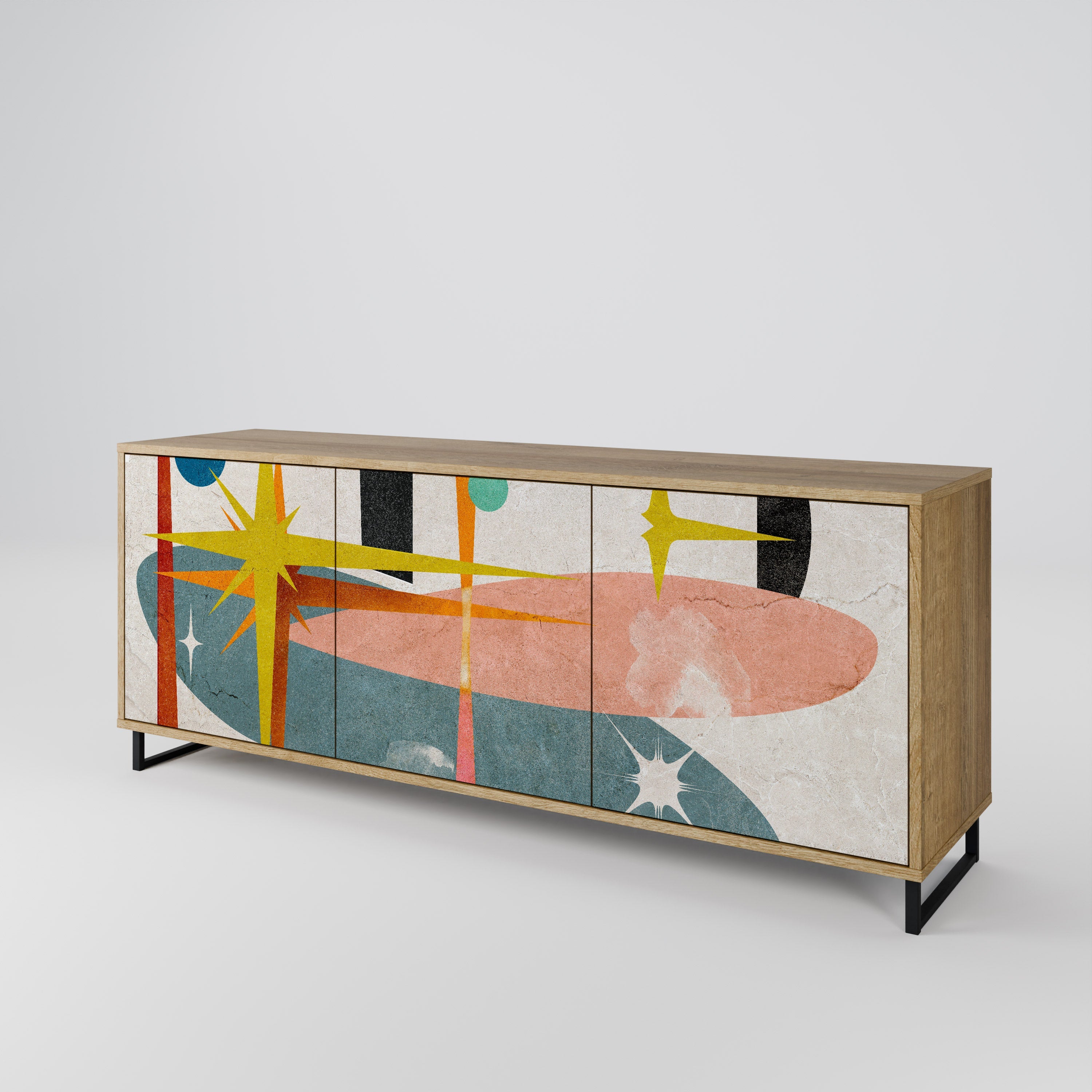 INTERSTELLAR VIBES 3-türiges Sideboard in Eichenoptik