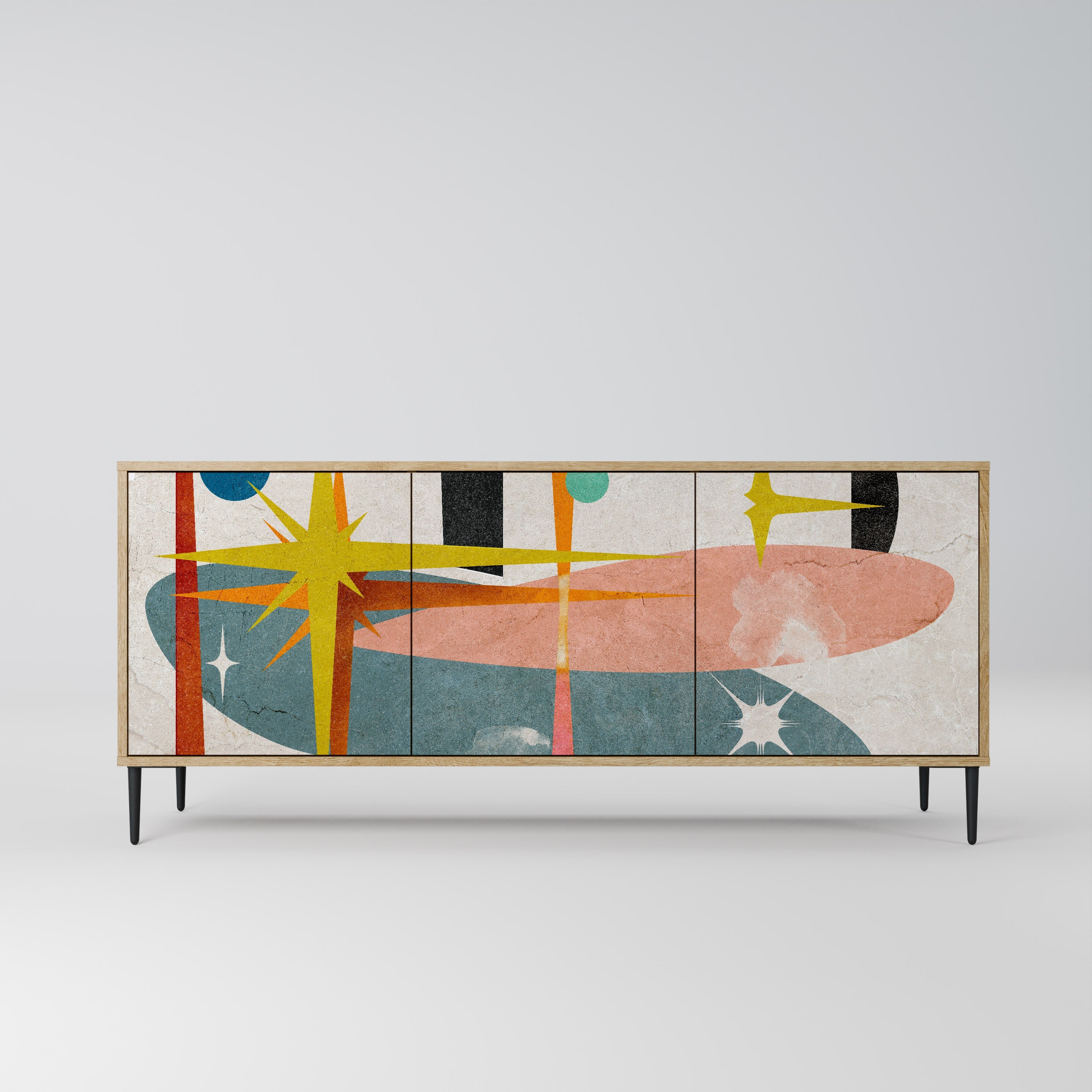 INTERSTELLAR VIBES 3-türiges Sideboard in Eichenoptik