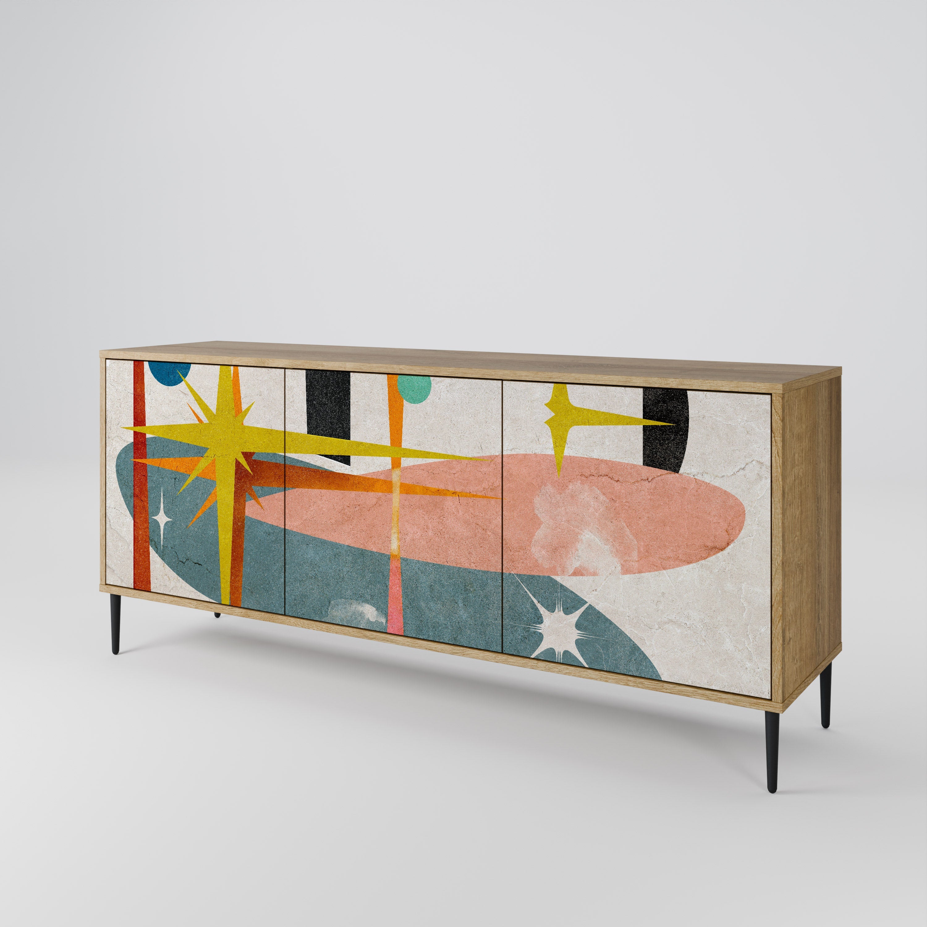 INTERSTELLAR VIBES 3-türiges Sideboard in Eichenoptik
