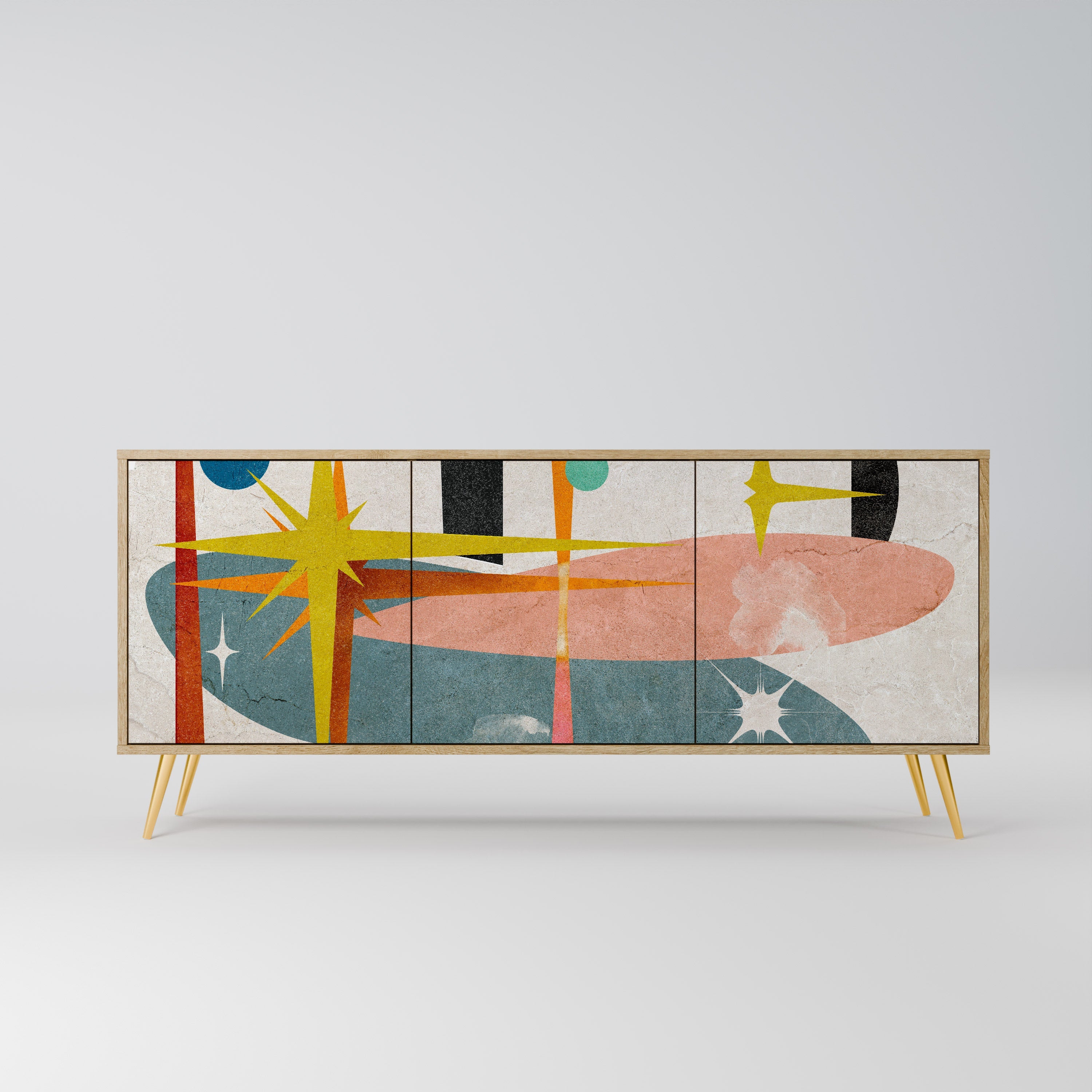 INTERSTELLAR VIBES 3-türiges Sideboard in Eichenoptik
