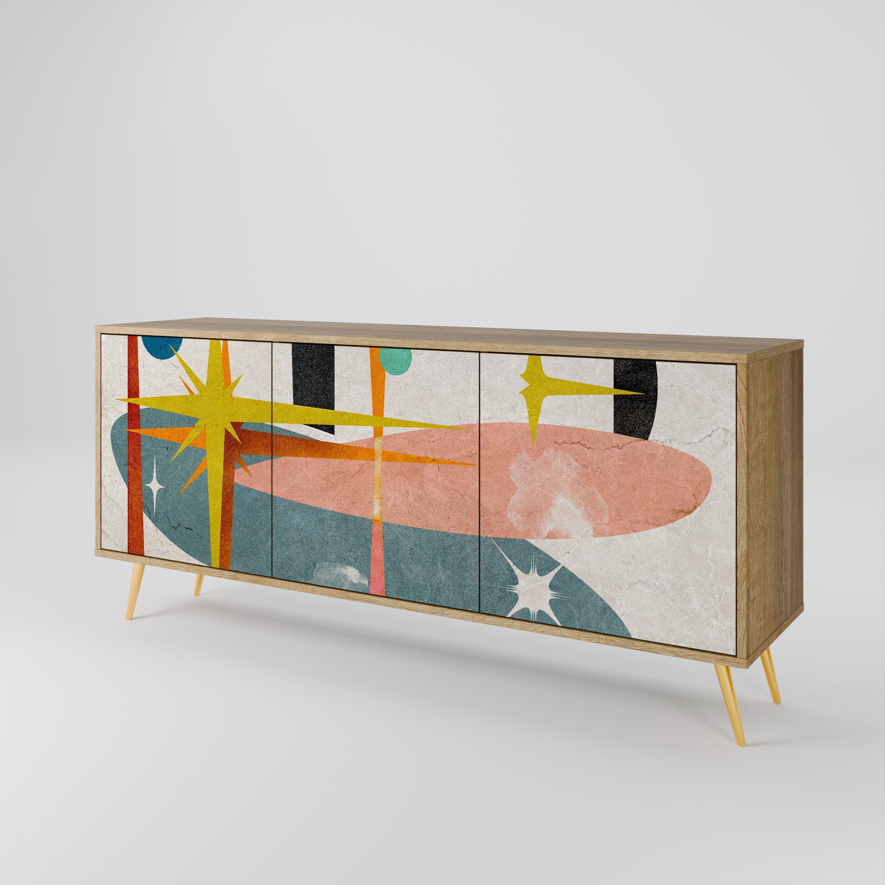 INTERSTELLAR VIBES 3-türiges Sideboard in Eichenoptik