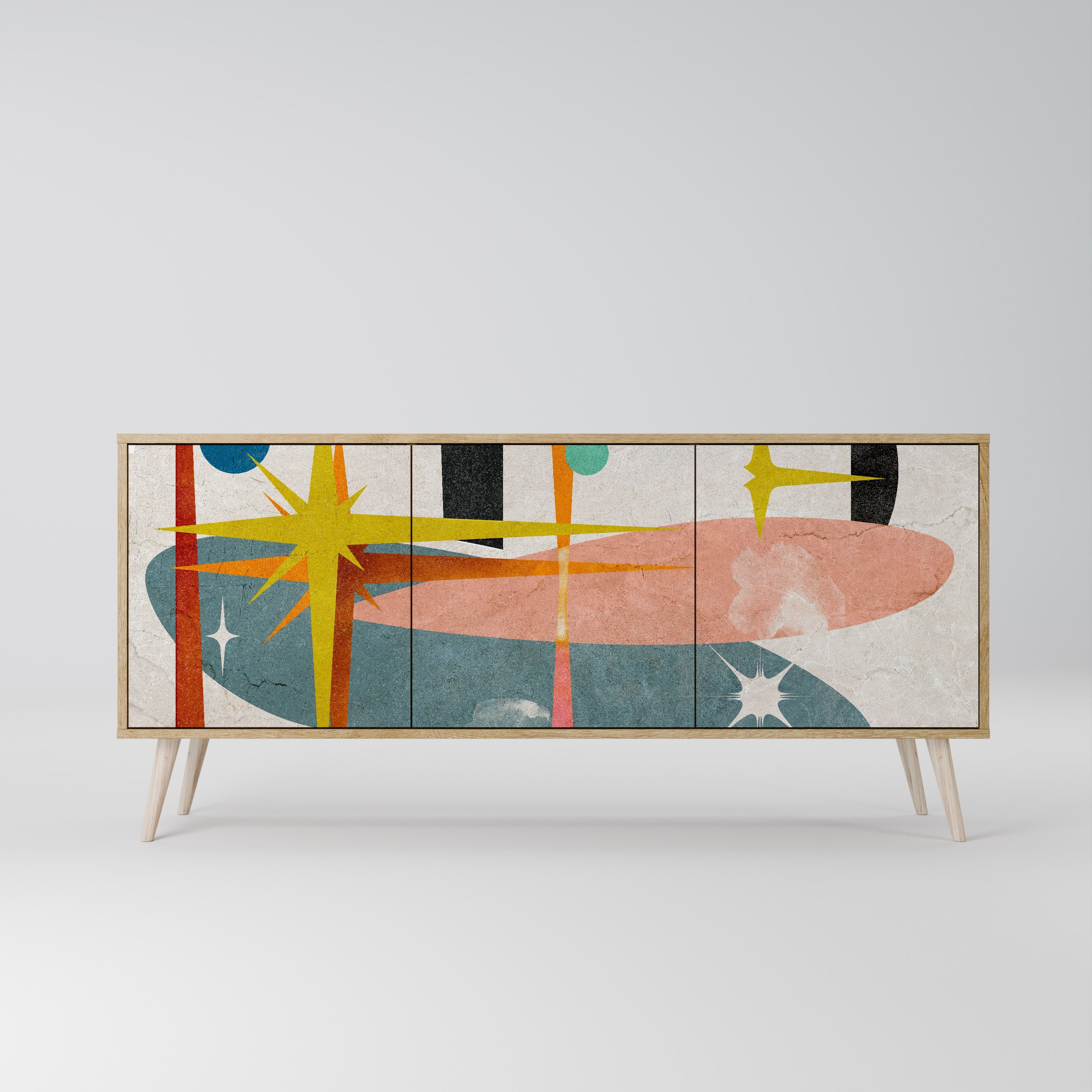 INTERSTELLAR VIBES 3-türiges Sideboard in Eichenoptik