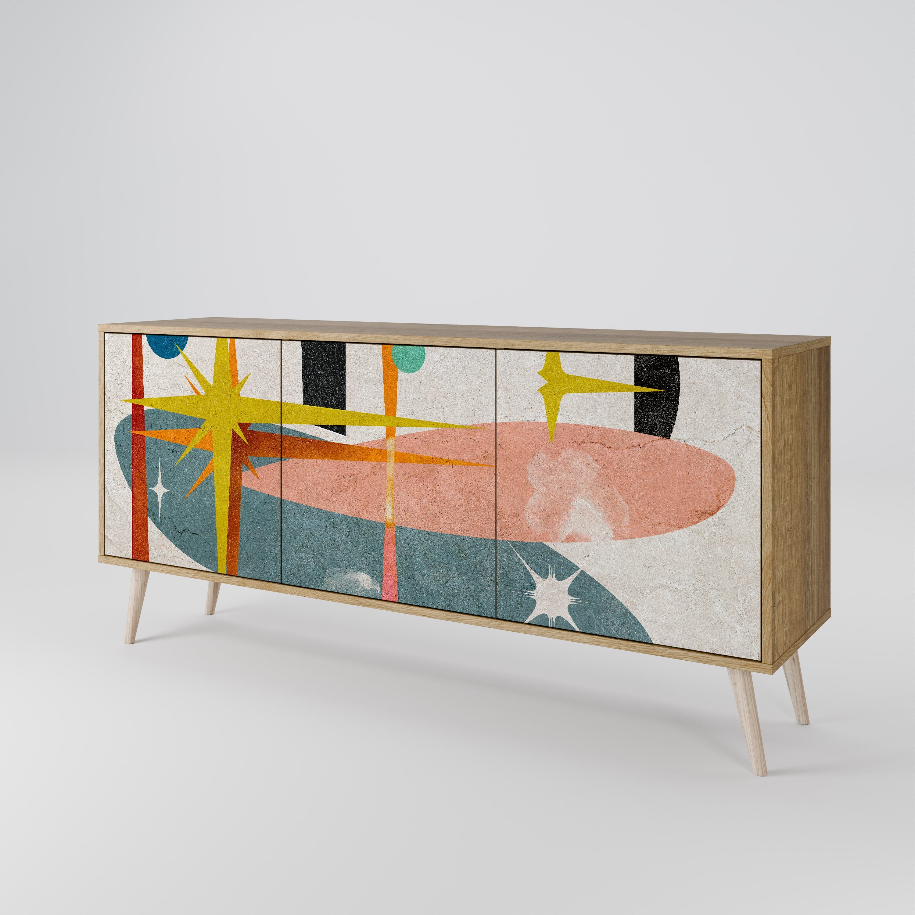 INTERSTELLAR VIBES 3-türiges Sideboard in Eichenoptik