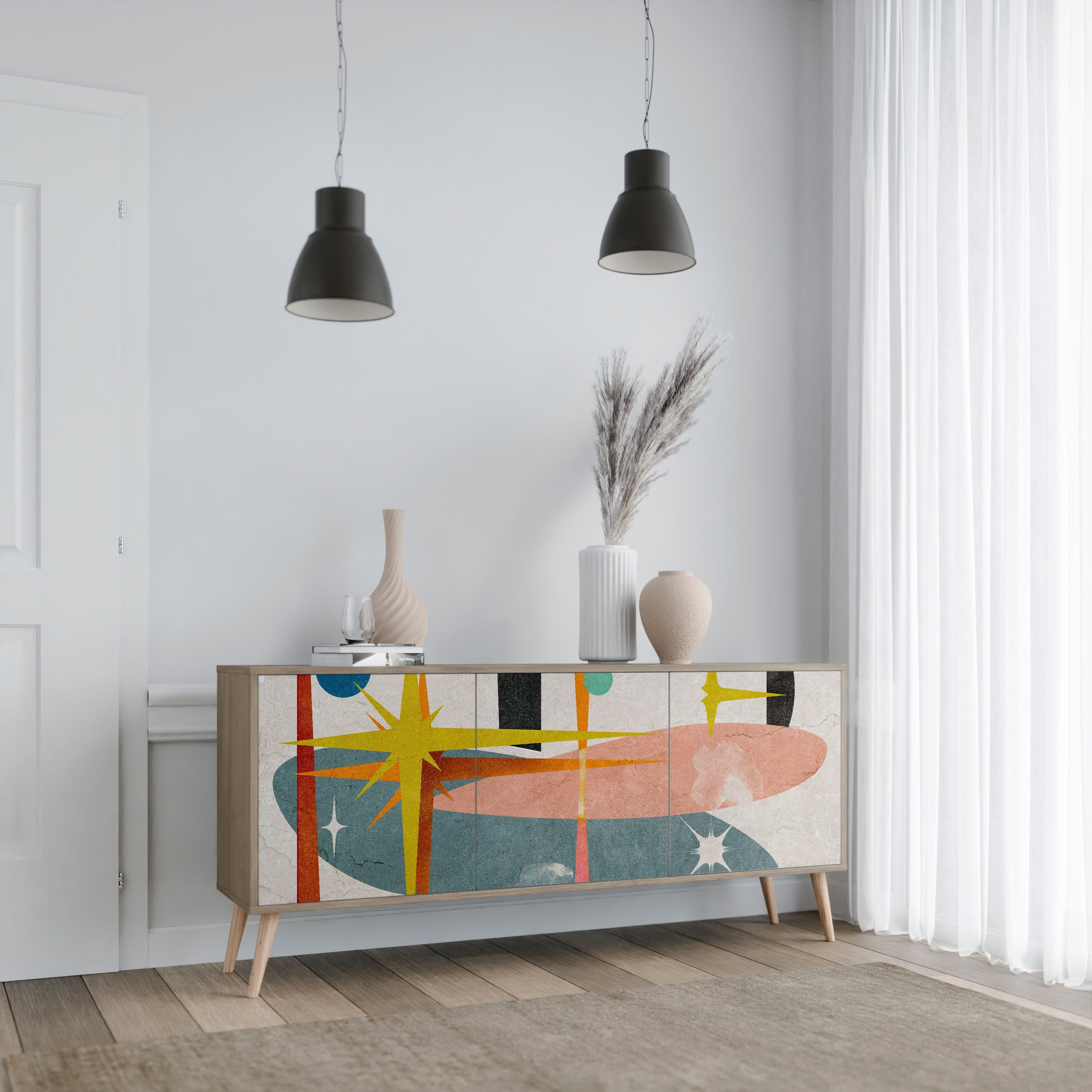 INTERSTELLAR VIBES 3-türiges Sideboard in Eichenoptik