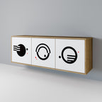 BLACK AND WHITE COMBINATION Sideboard mit 3 Türen in Eiche-Optik