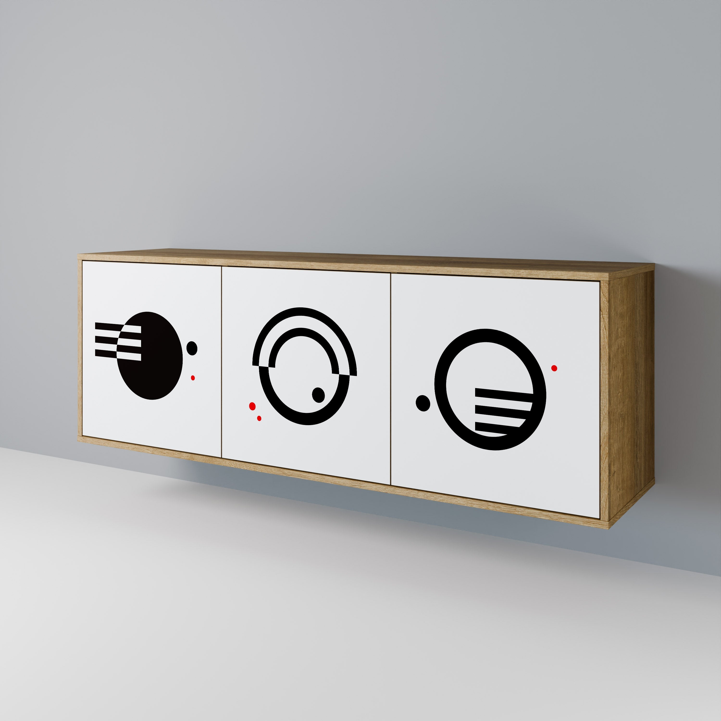 SCHWARZ-WEISS-KOMBINATION 3-türiges Sideboard in Eichenoptik